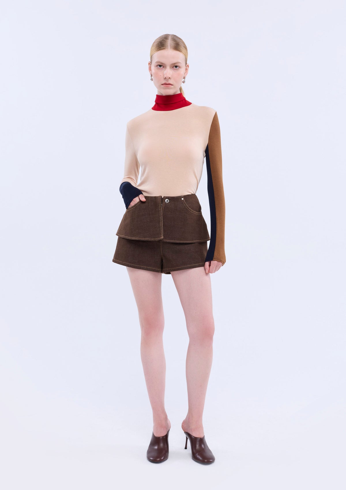 Layered Pocket Denim Shorts