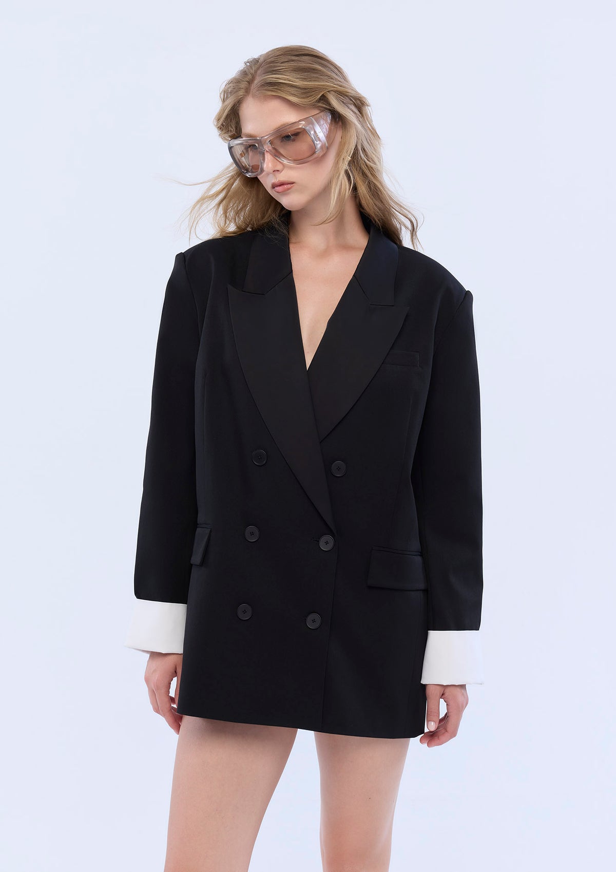 Double Breasted Long Sleeve Oversized Jacket