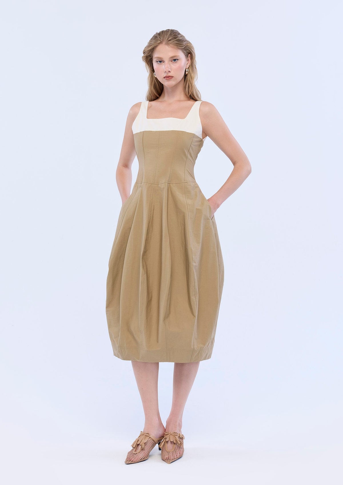 Puff Skirt Midi Dress