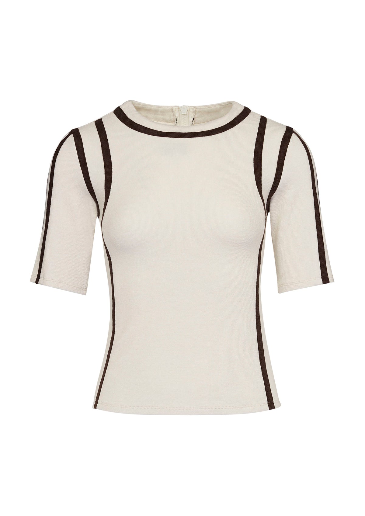 เสื้อแขนสั้นแต่งพาแนลสีคอนทราสต์