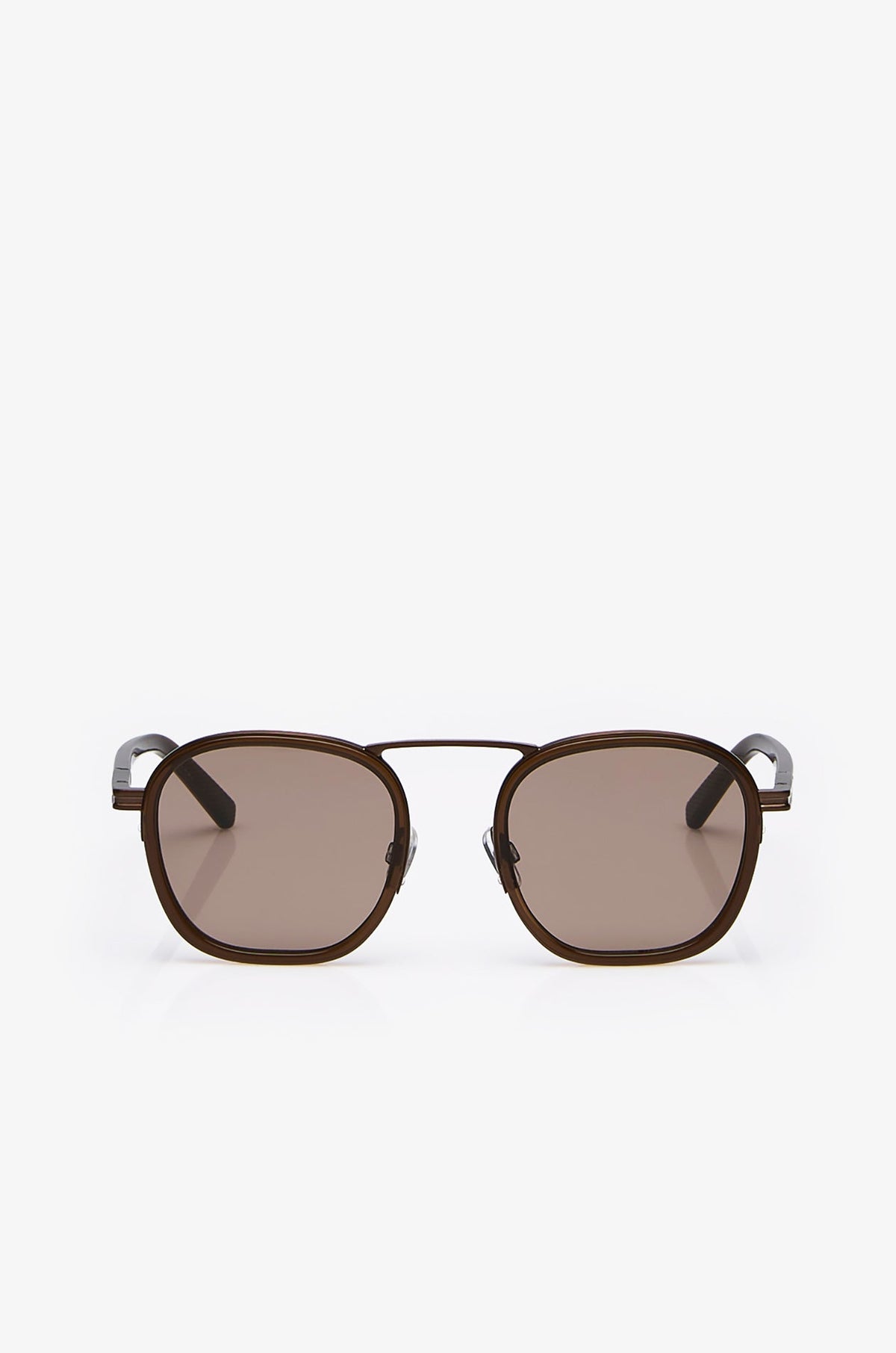 Acetate And Metal Sunglasses Light Brown