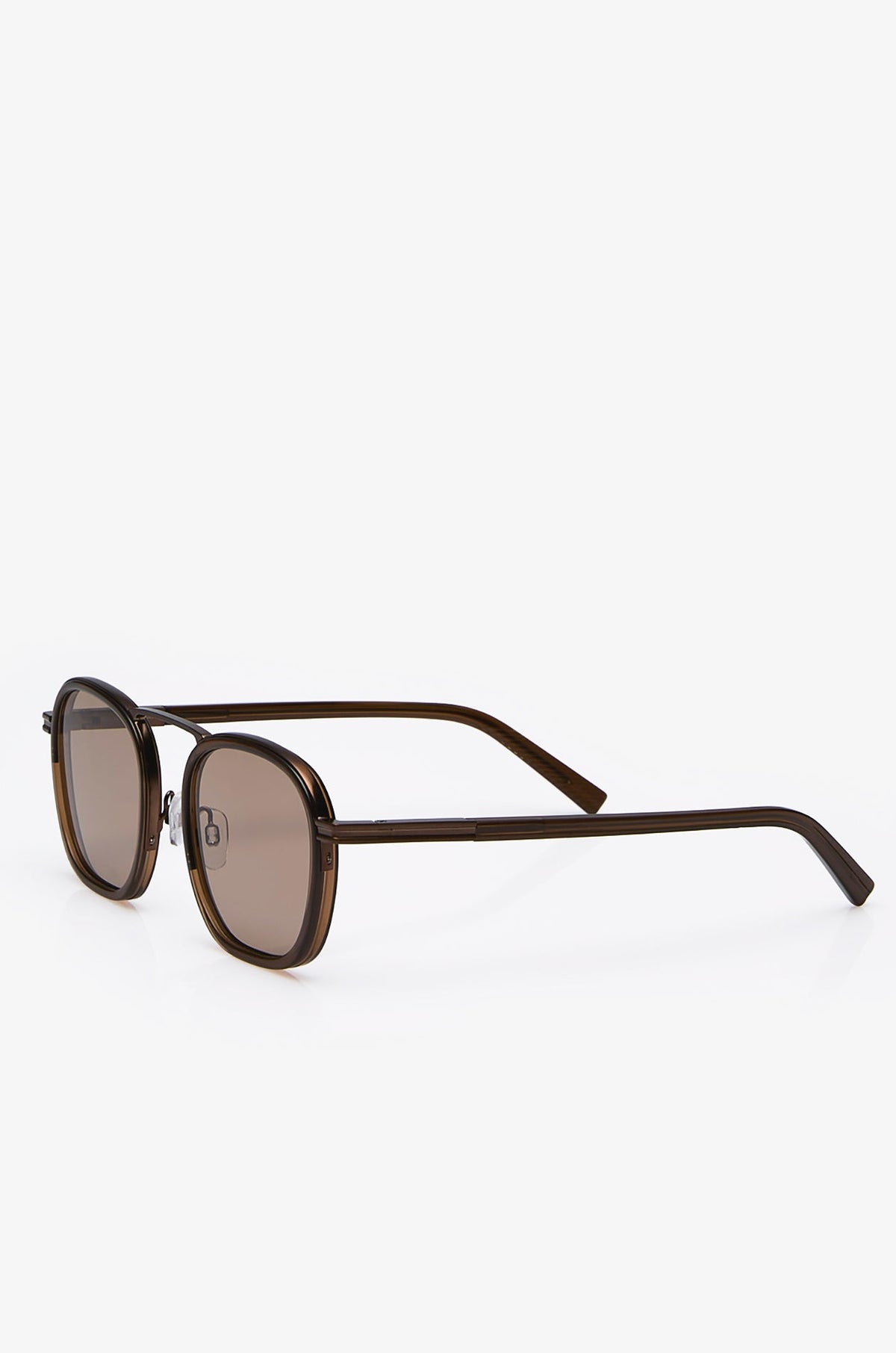 Acetate And Metal Sunglasses Light Brown