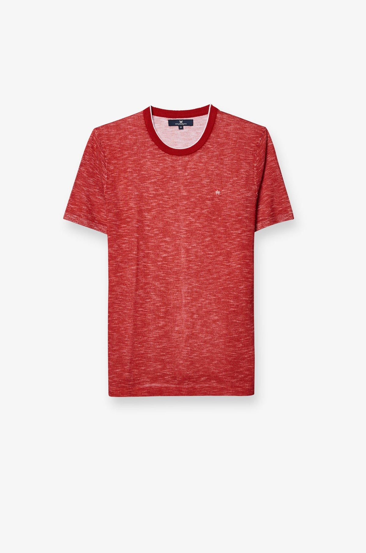 Melange Knit Crewneck T-Shirt Red