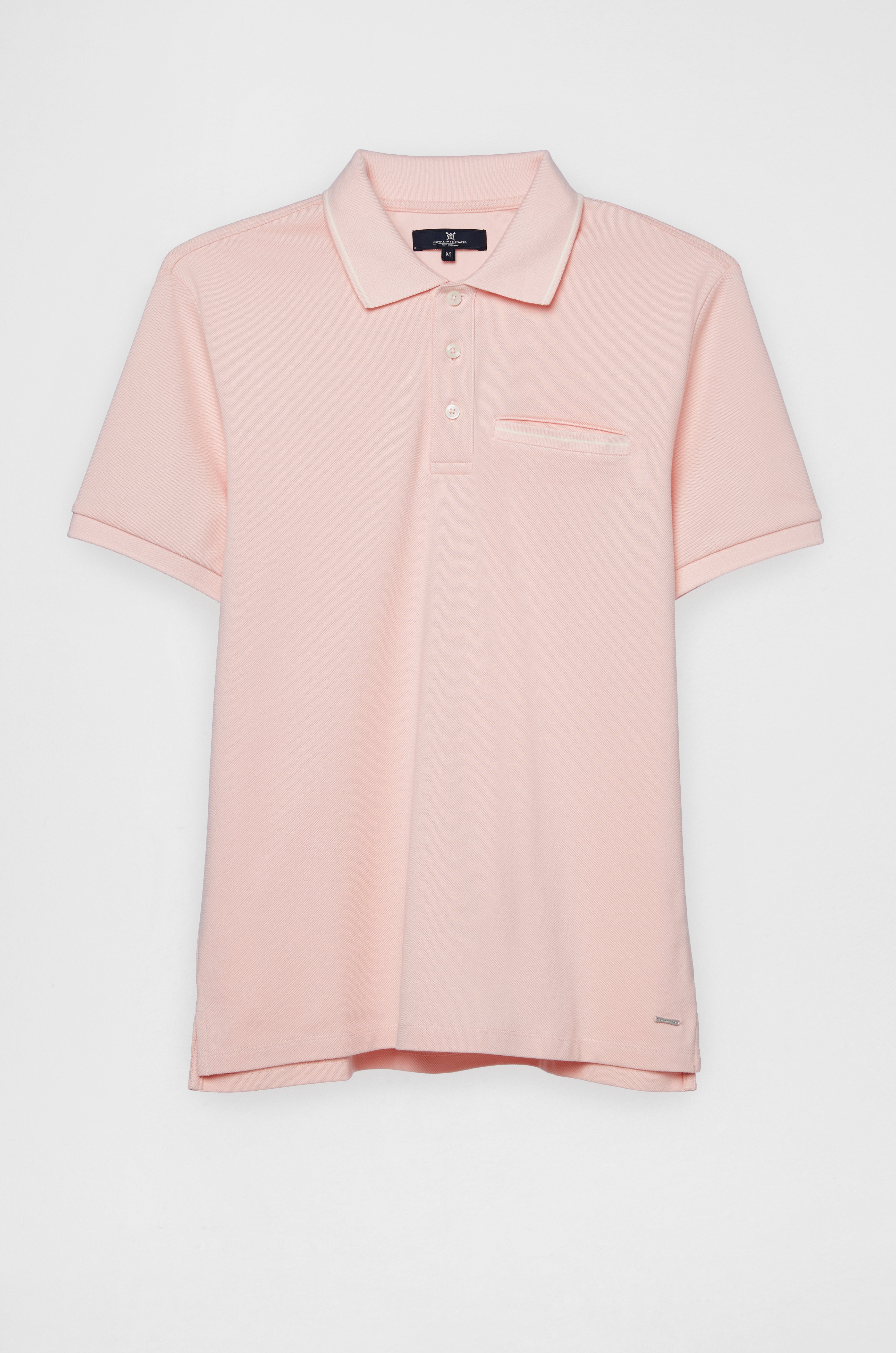 Striped Trim Collar Polo Shirts Pink