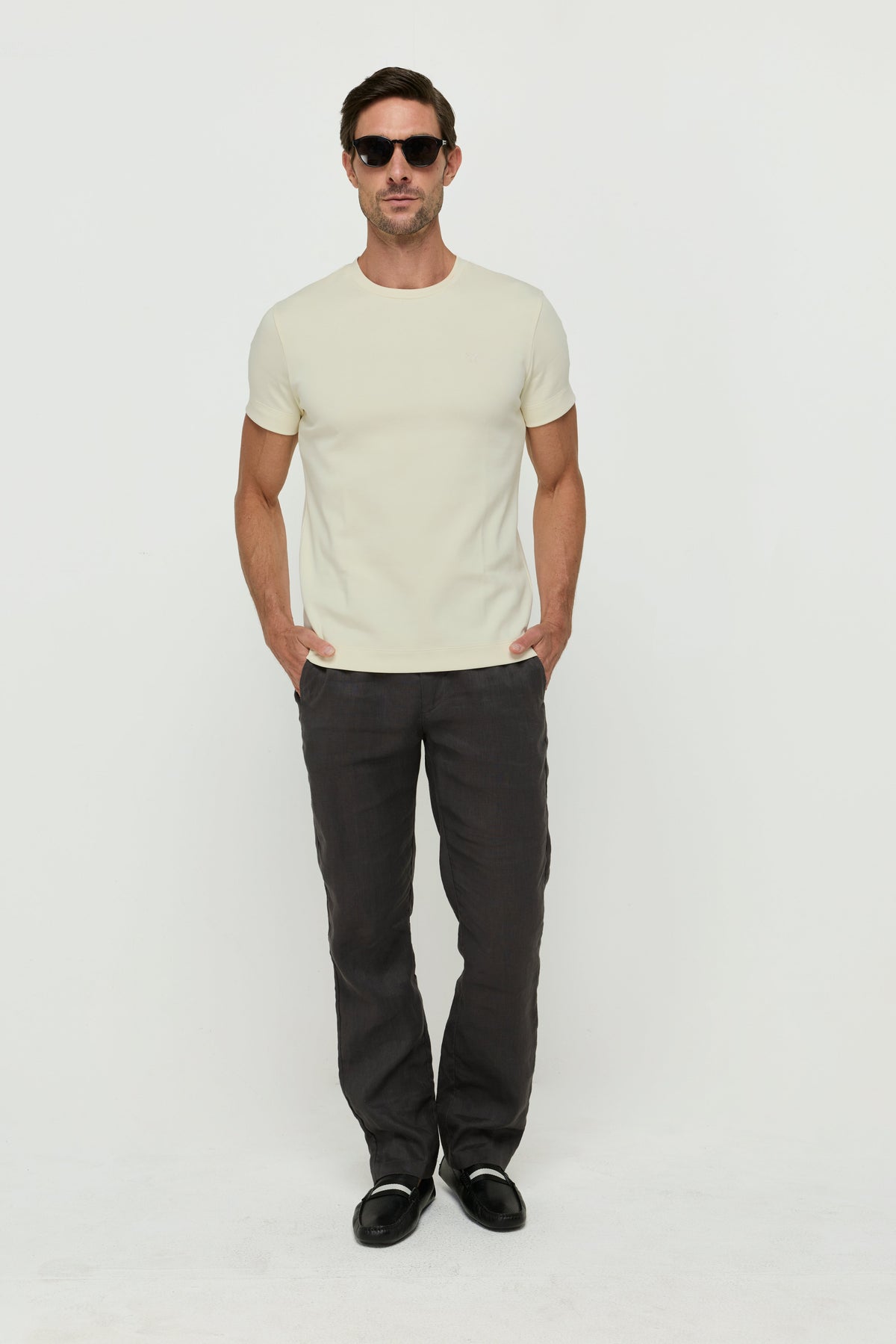 Cotton Round Neck T-Shirt Cream