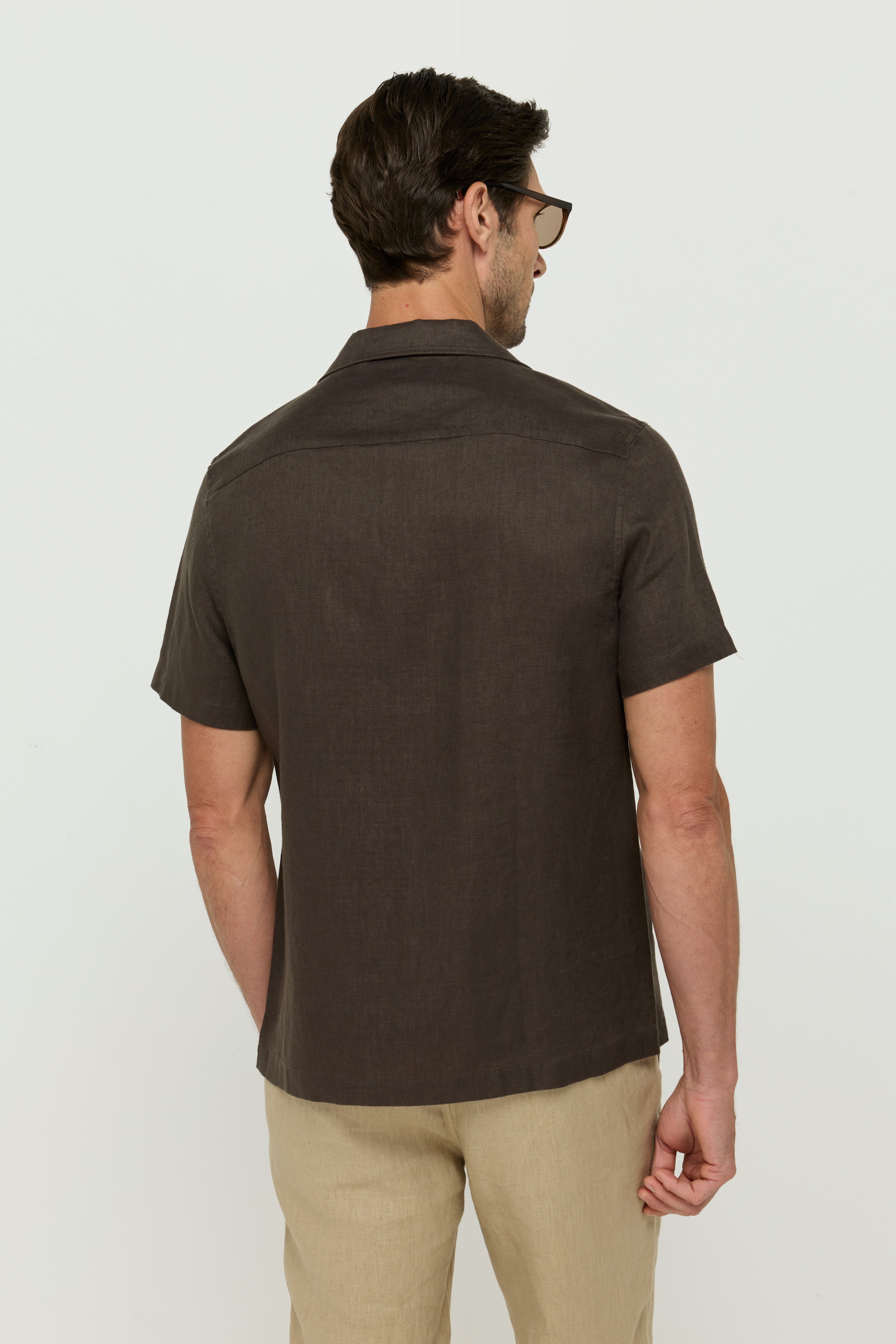 Linen Knitwear Shirt Brown