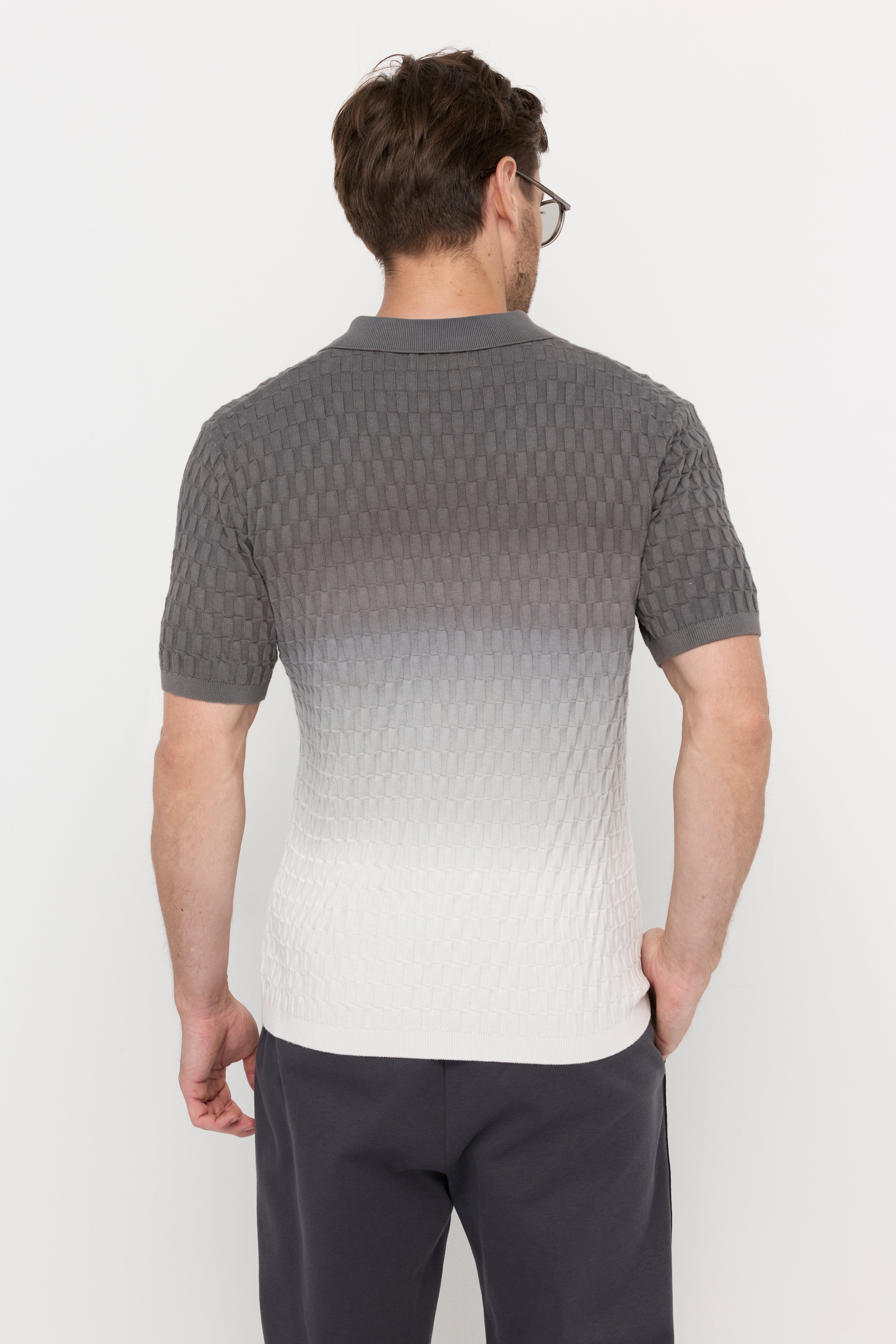 Short Sleeve Knitwear Dip Dyed Polo Black
