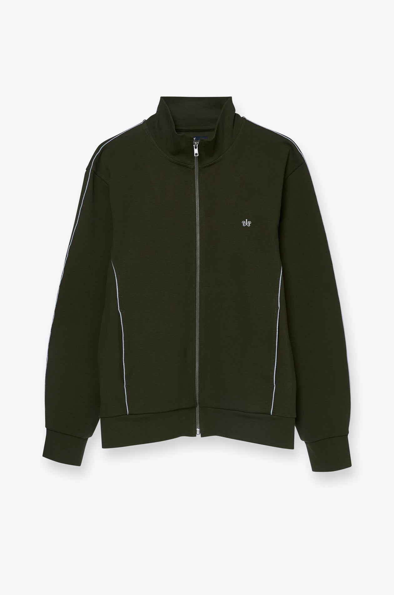 Contrast Piping Zip-Up Jacket Rir Dark Green