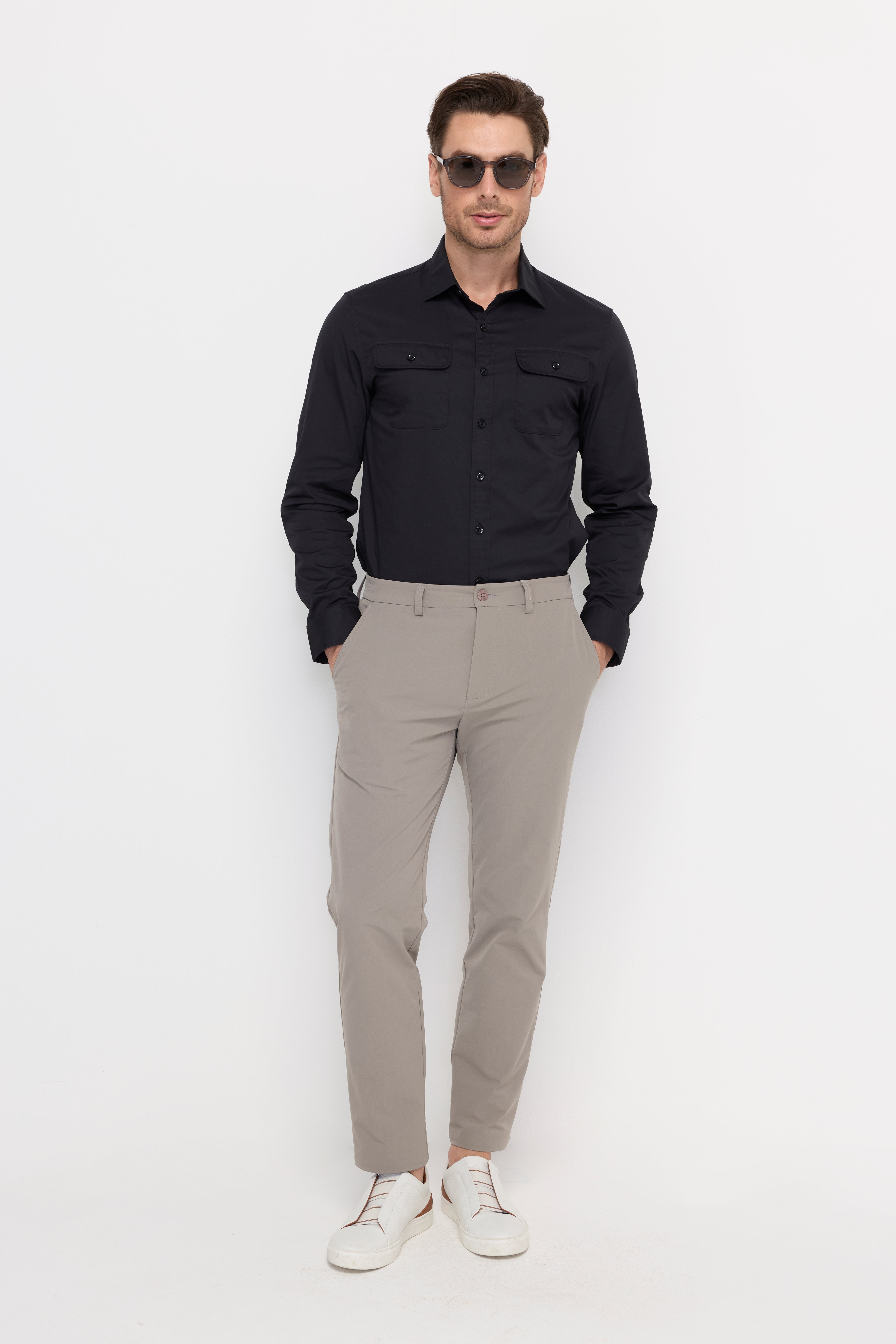 Twin-Pocket Long Sleeve Shirt Black