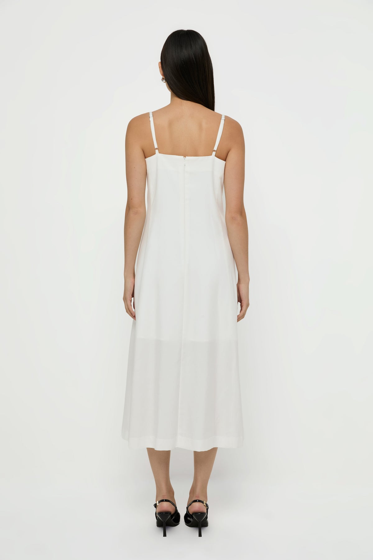 Side Button Midi Dress Cream