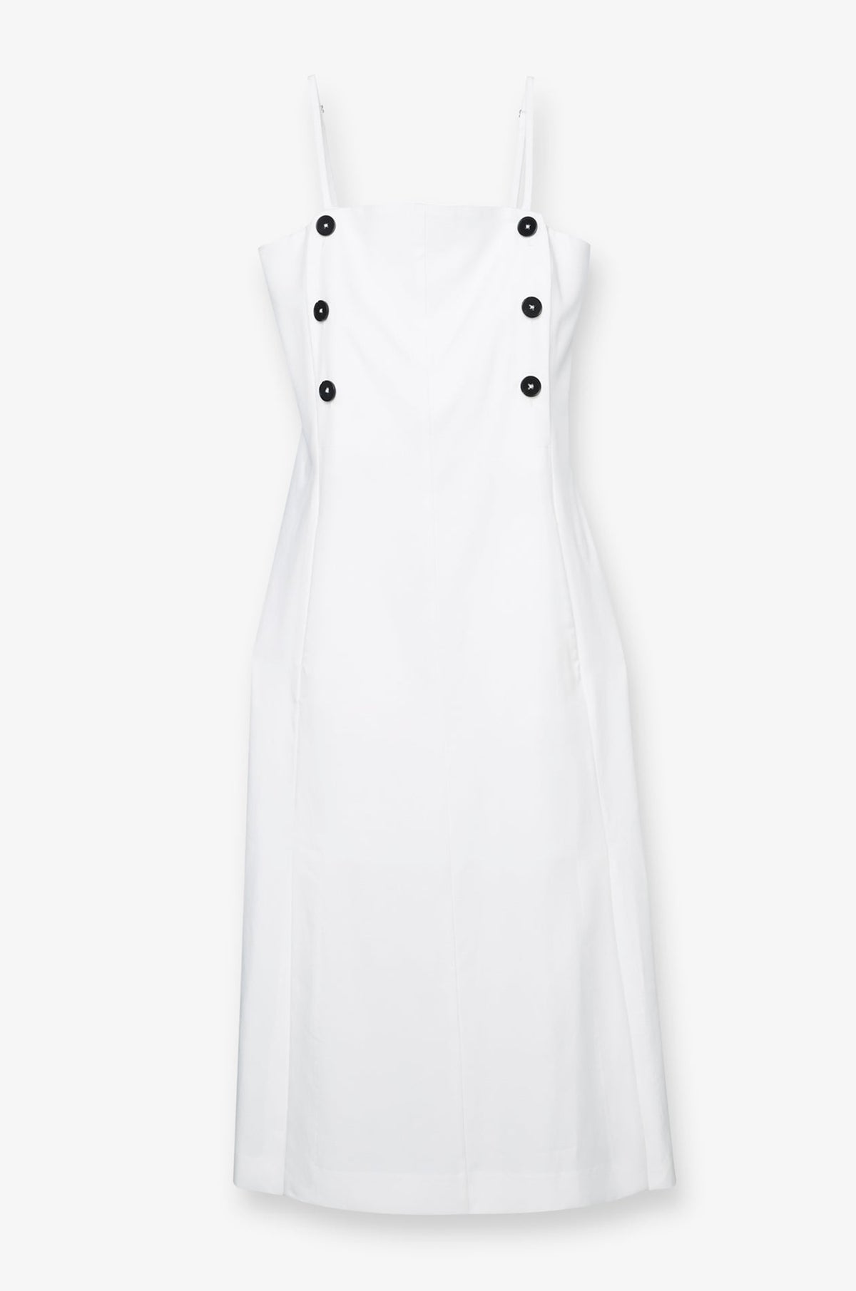 Side Button Midi Dress Cream