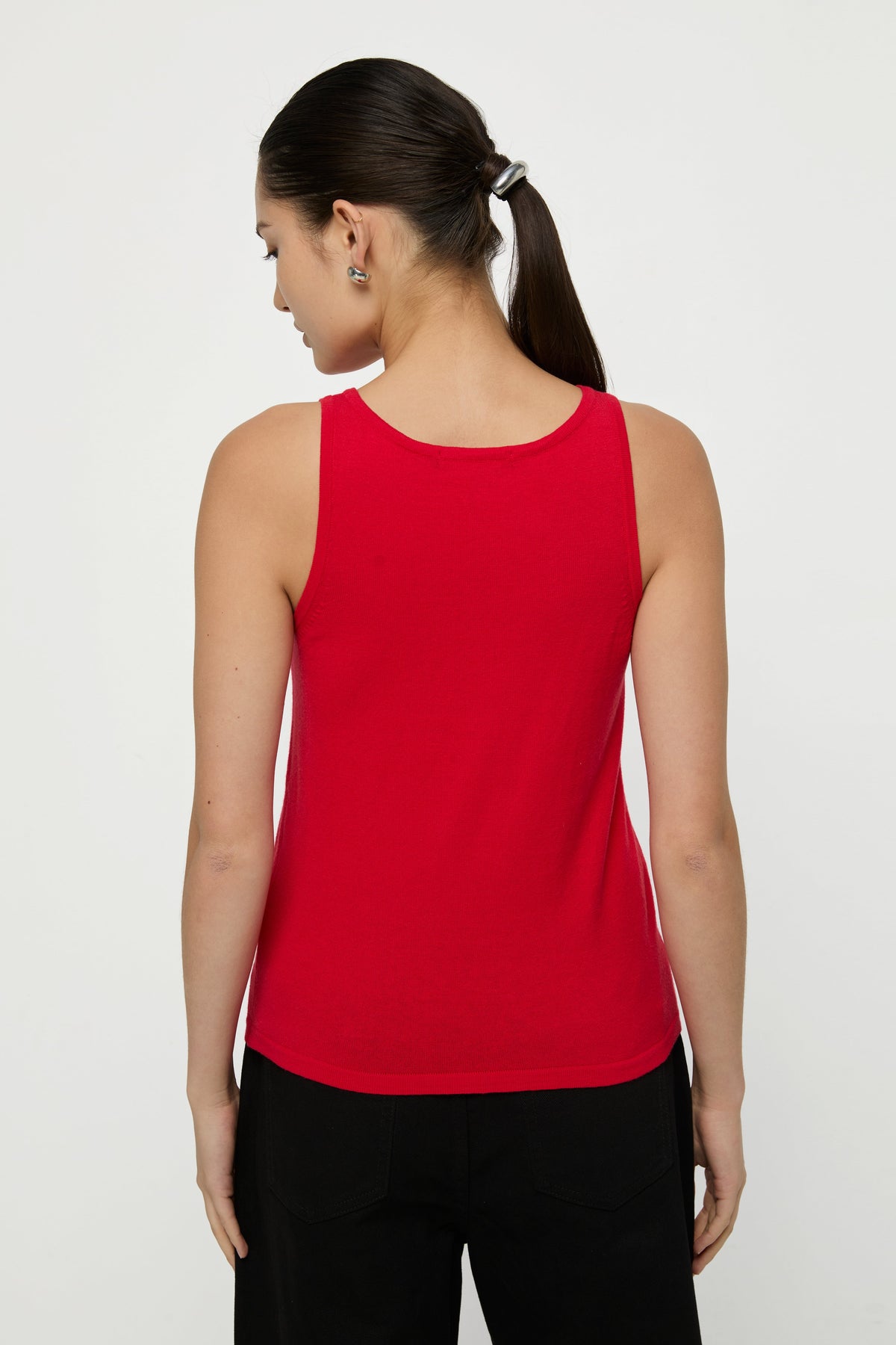 Sleeveless Knitted Top Red