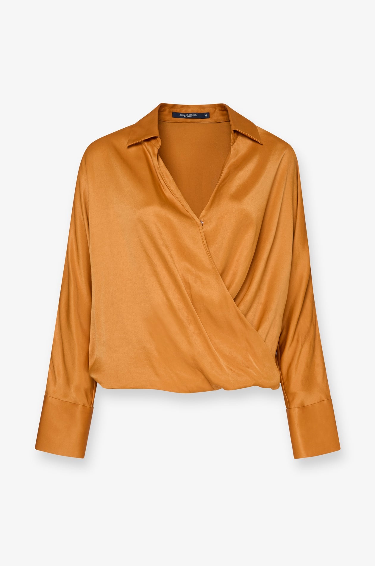 Draped Wrap Satin Blouse Yellow