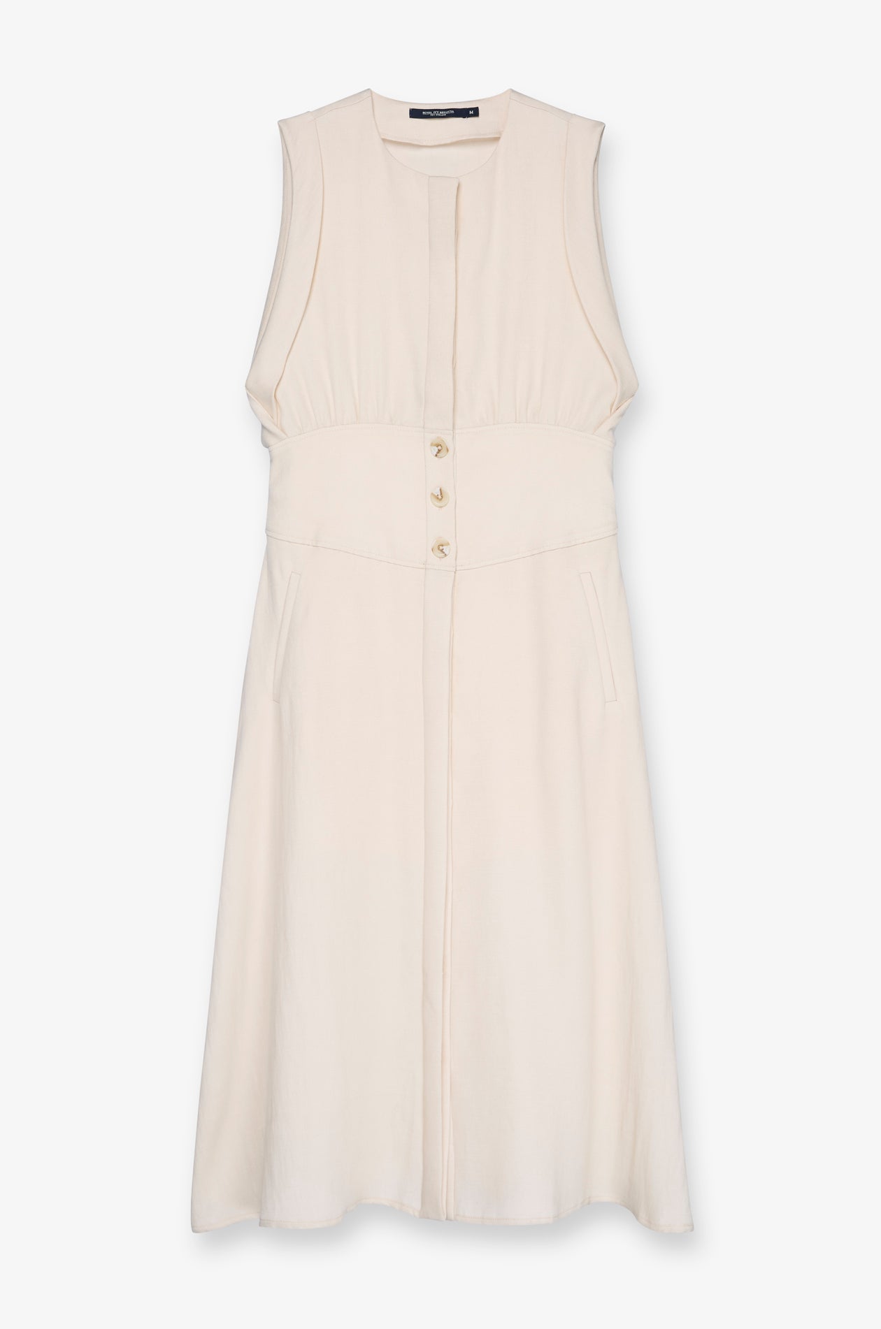 Seraphine Button-Front Midi Dress Beige