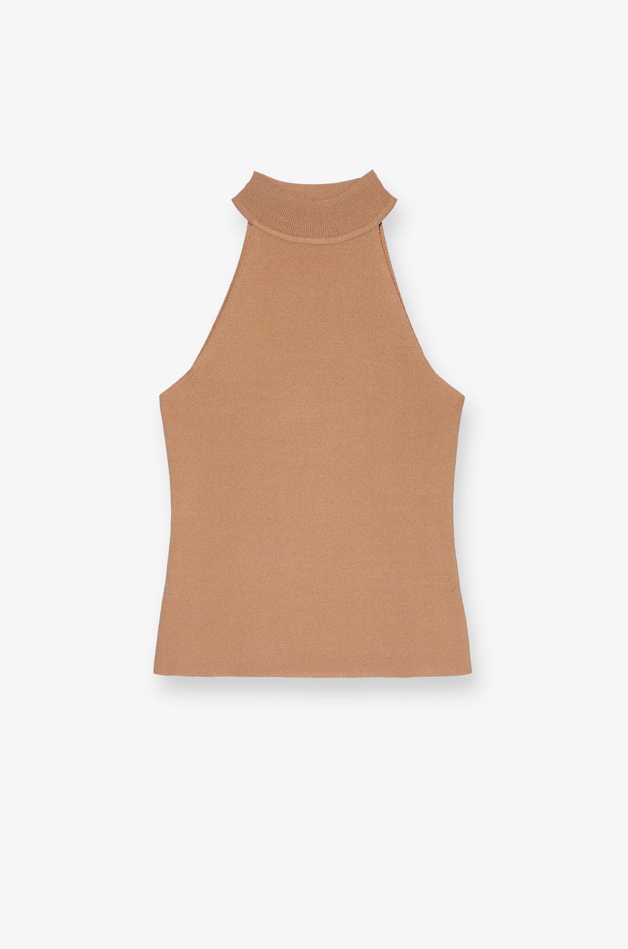 Mock Neck Halter Knit Top Brown