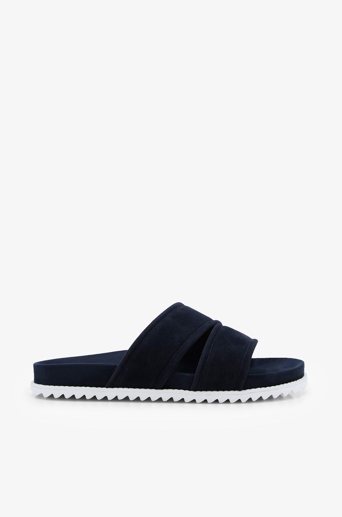 Suede Double Strap Slides Navy