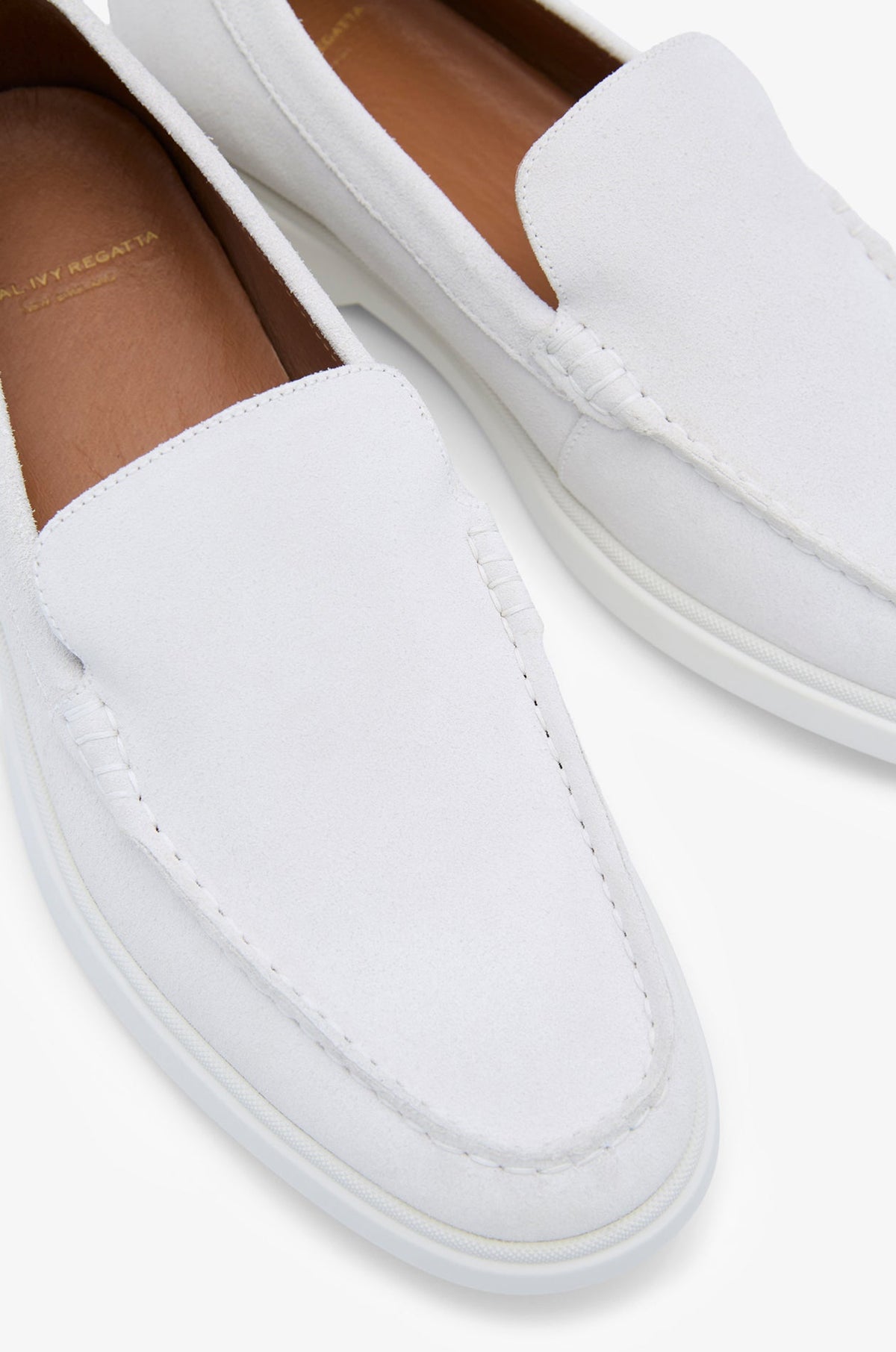 Contrasr Outsole Suede Loafers Off-White