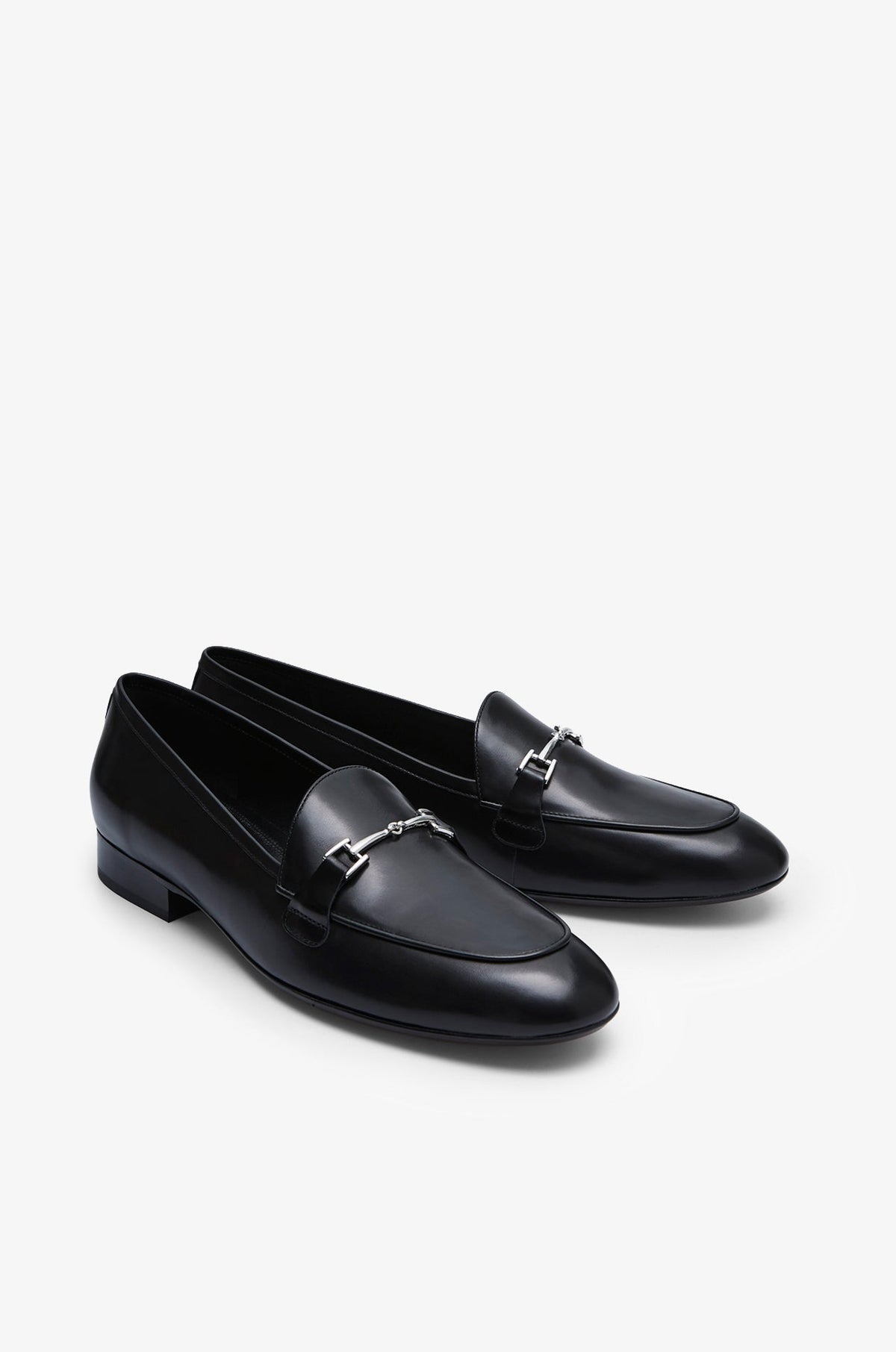 Metal-Bit Leather Loafers Black