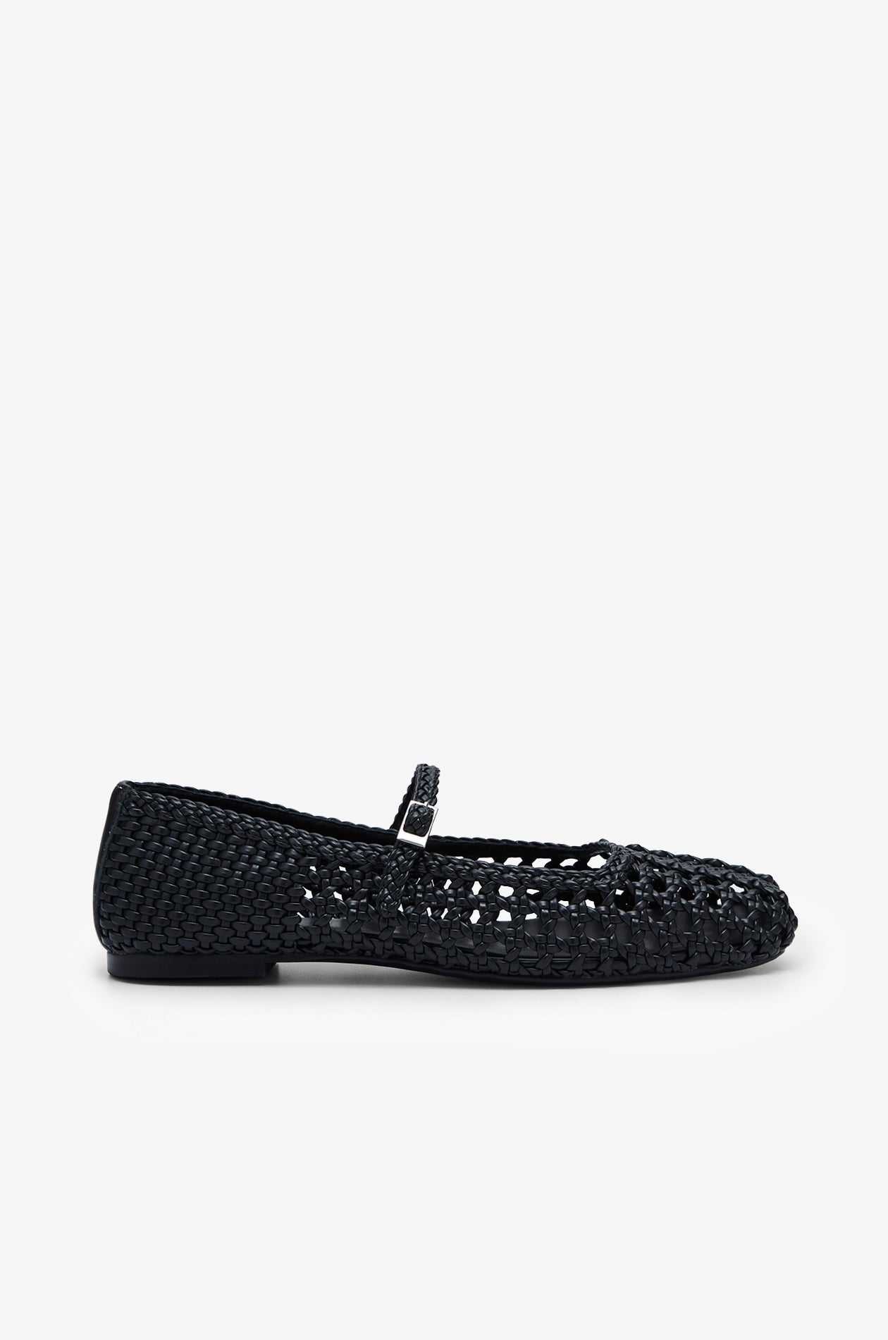 Woven Mary Jane Flats Black