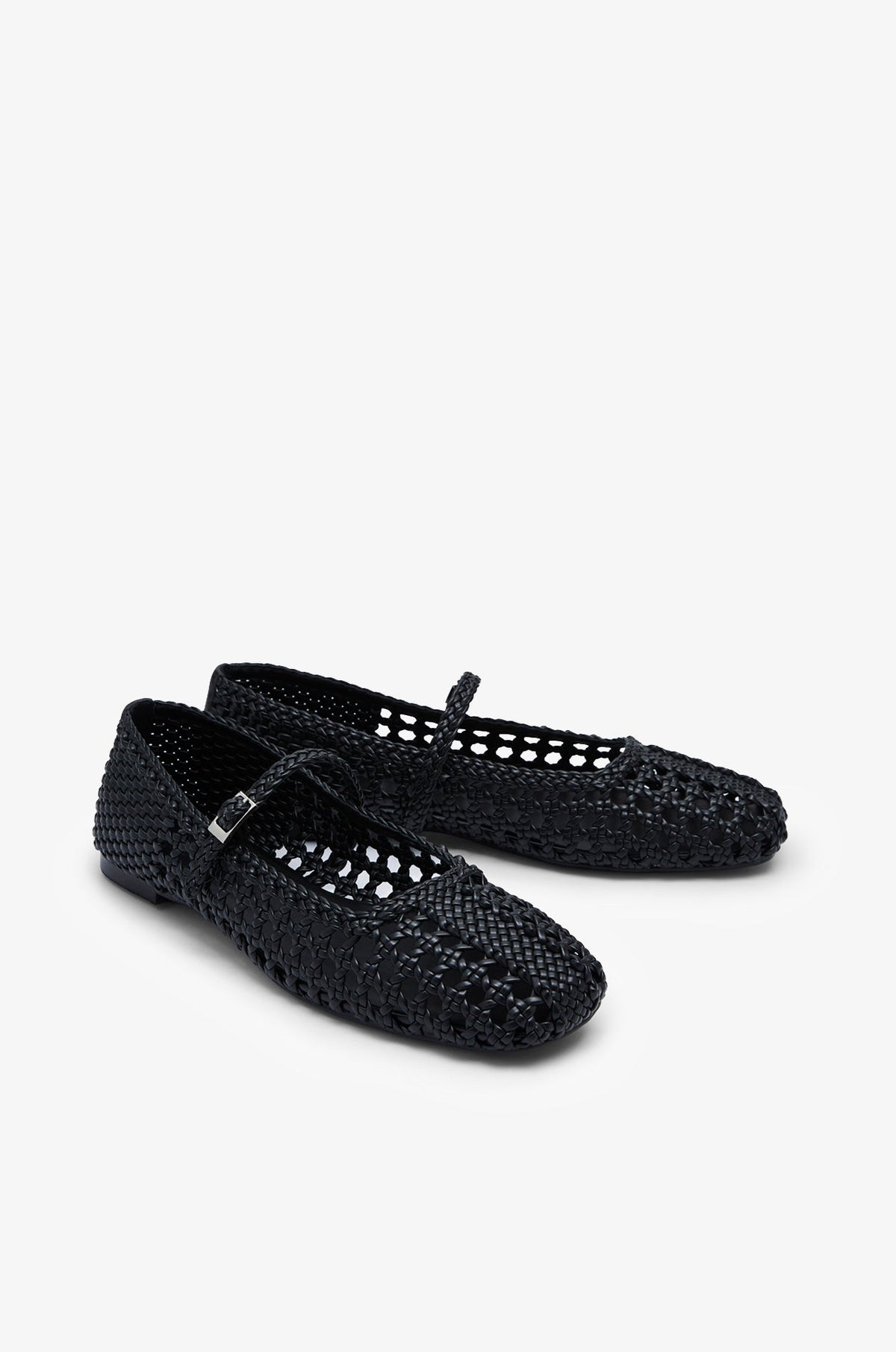 Woven Mary Jane Flats Black
