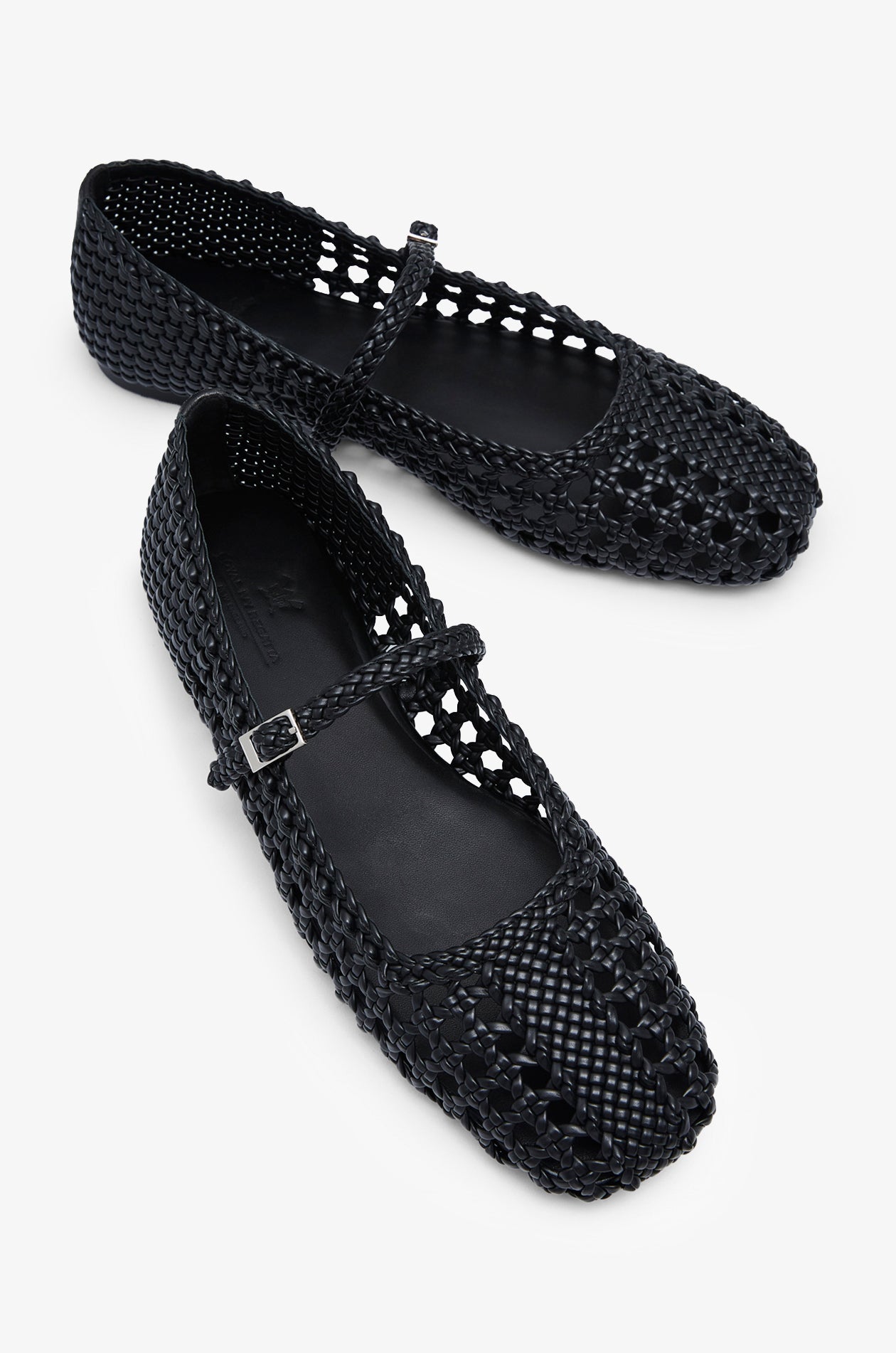 Woven Mary Jane Flats Black