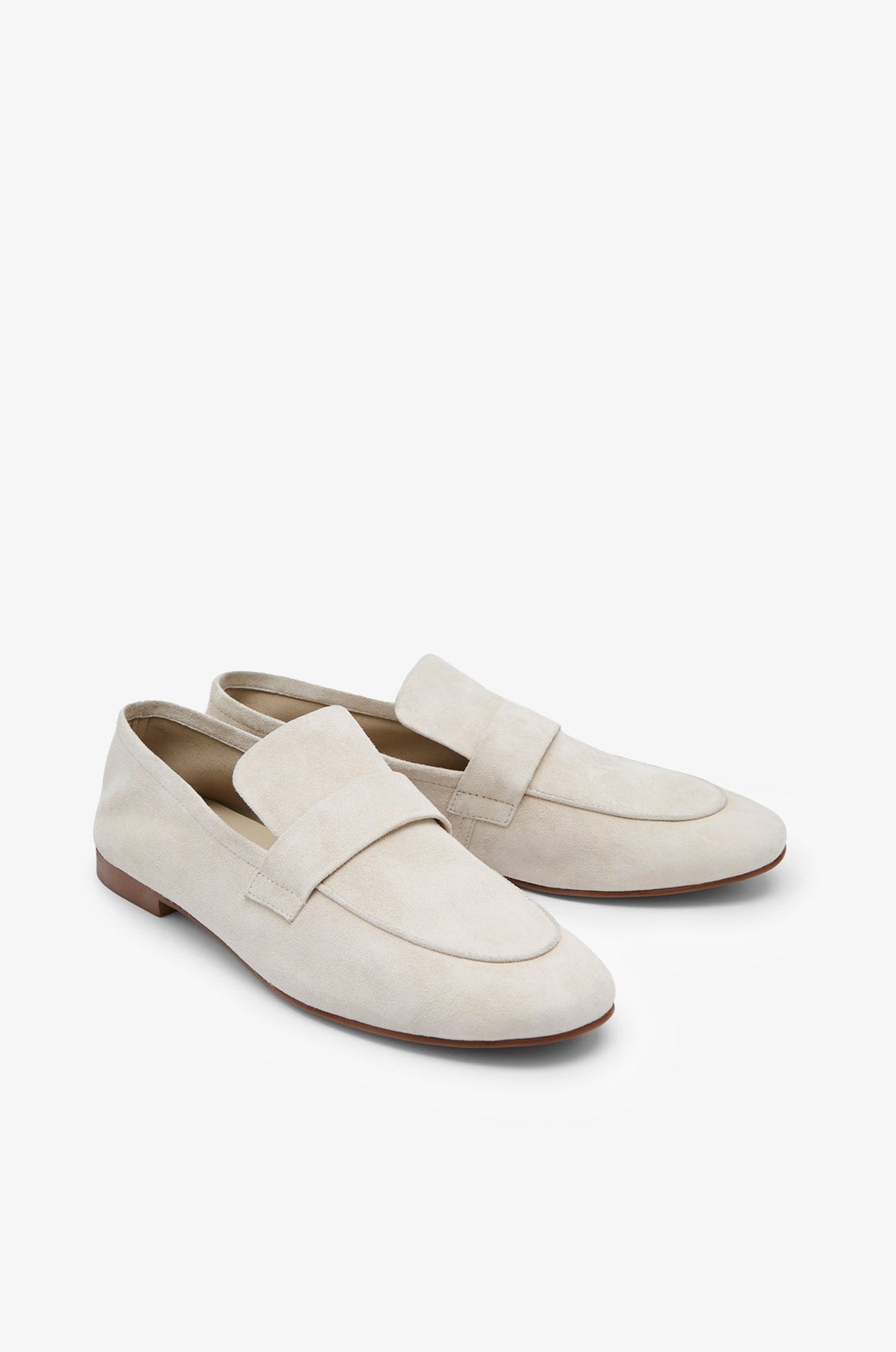 Suede Flat Loafers Beige