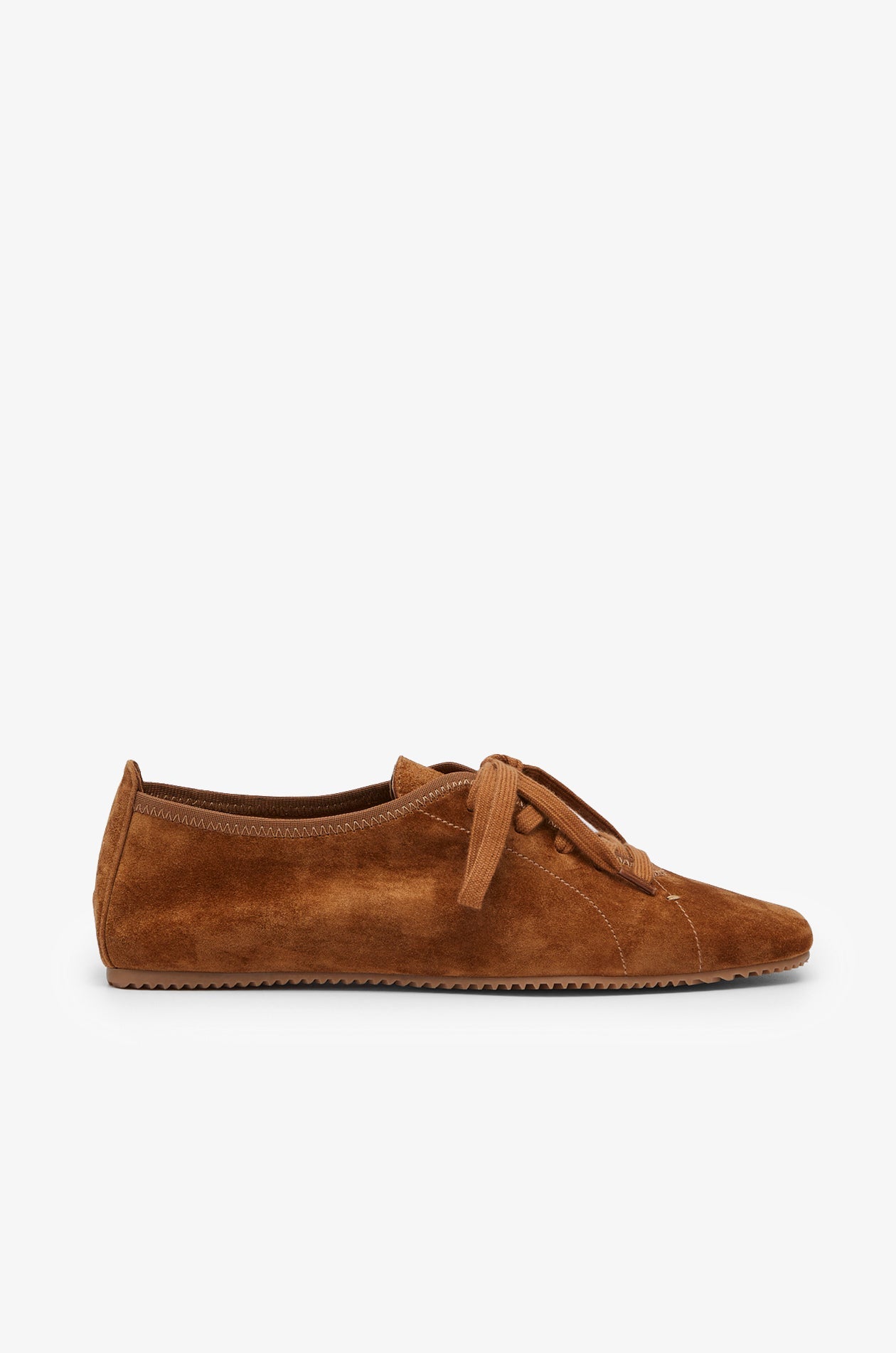 Suede Lace-Up Ballet Sneakers Brown