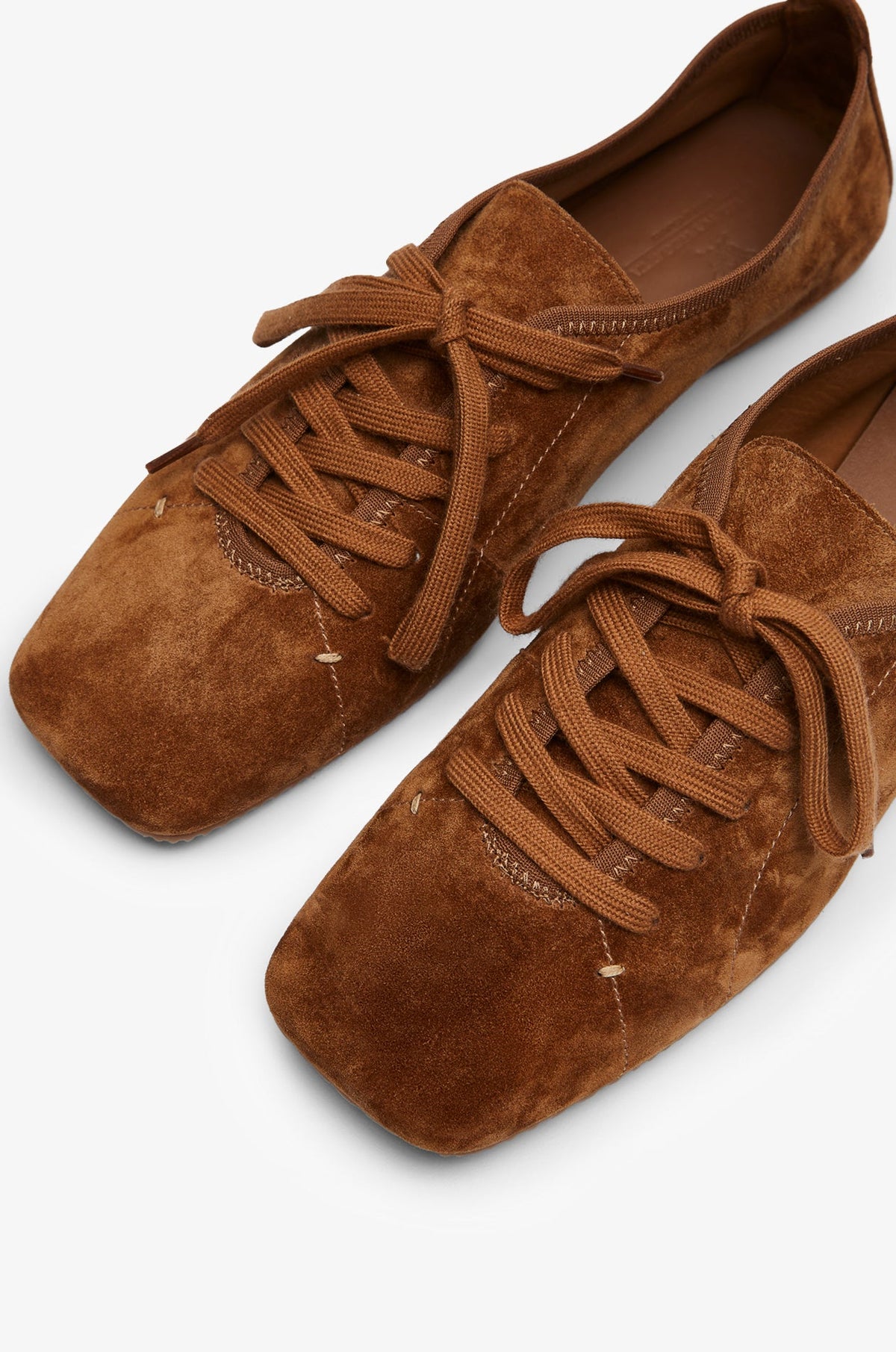 Suede Lace-Up Ballet Sneakers Brown
