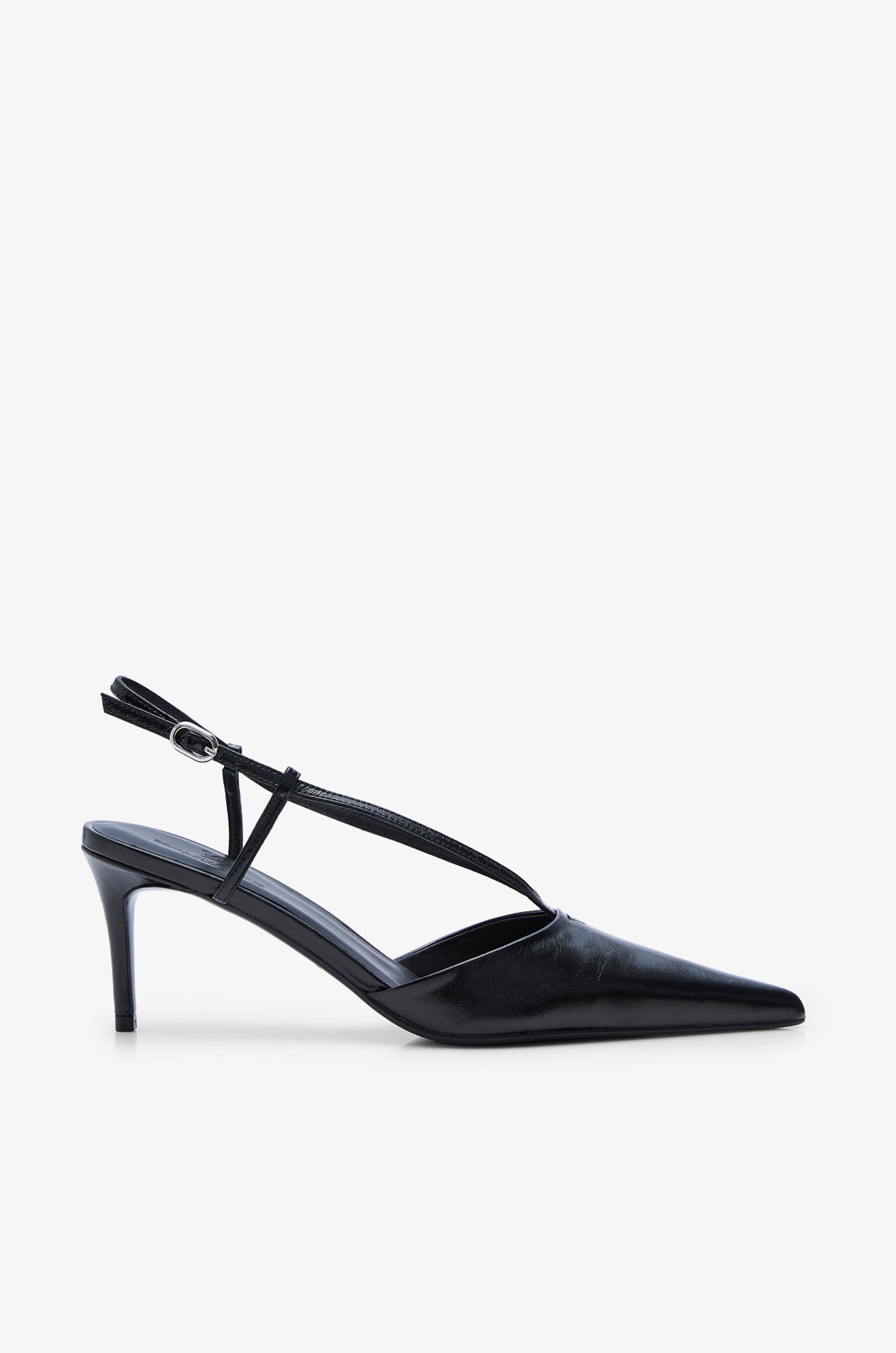 Pointed Toe Slingback Heels Black