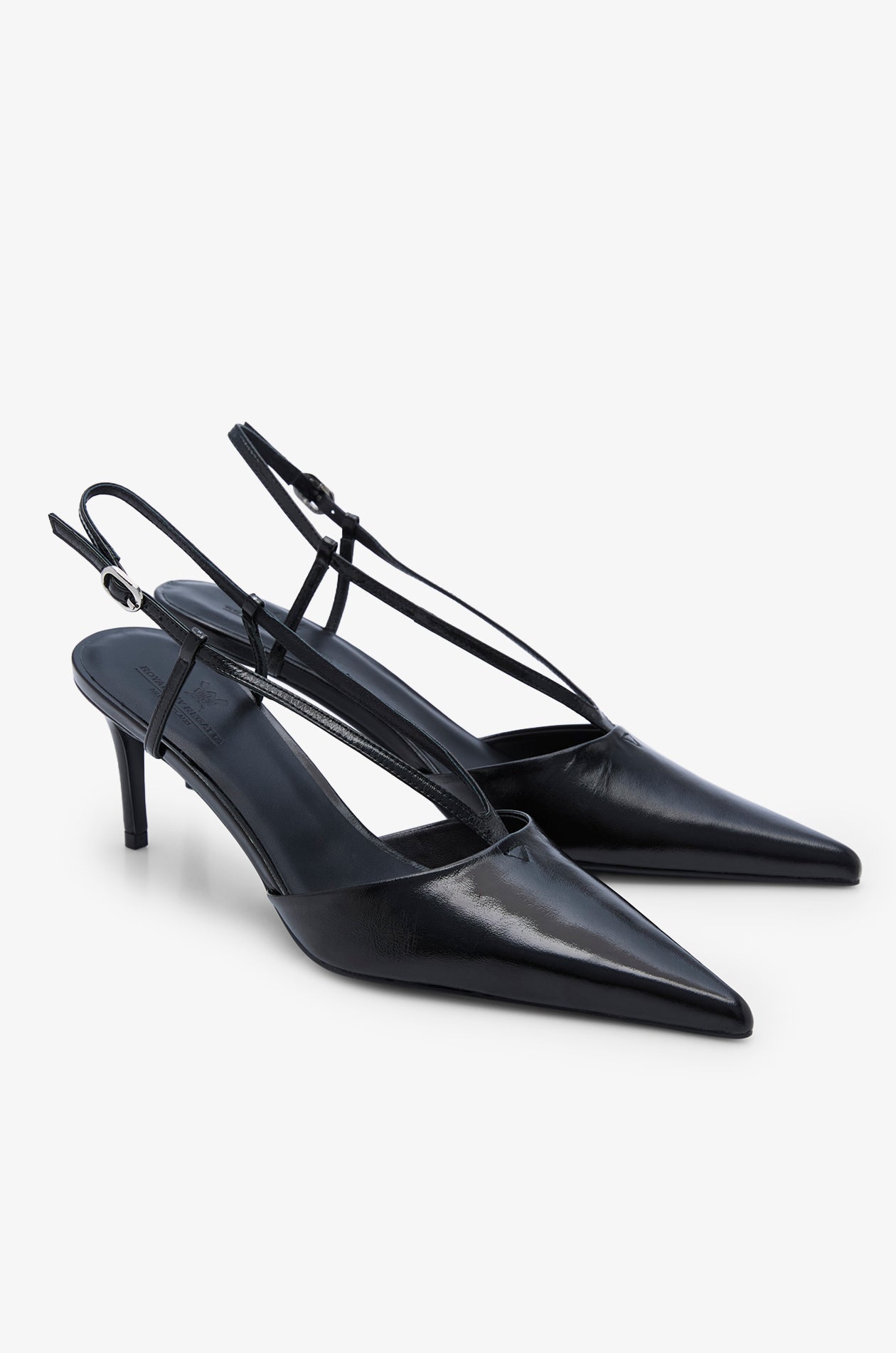 Pointed Toe Slingback Heels Black