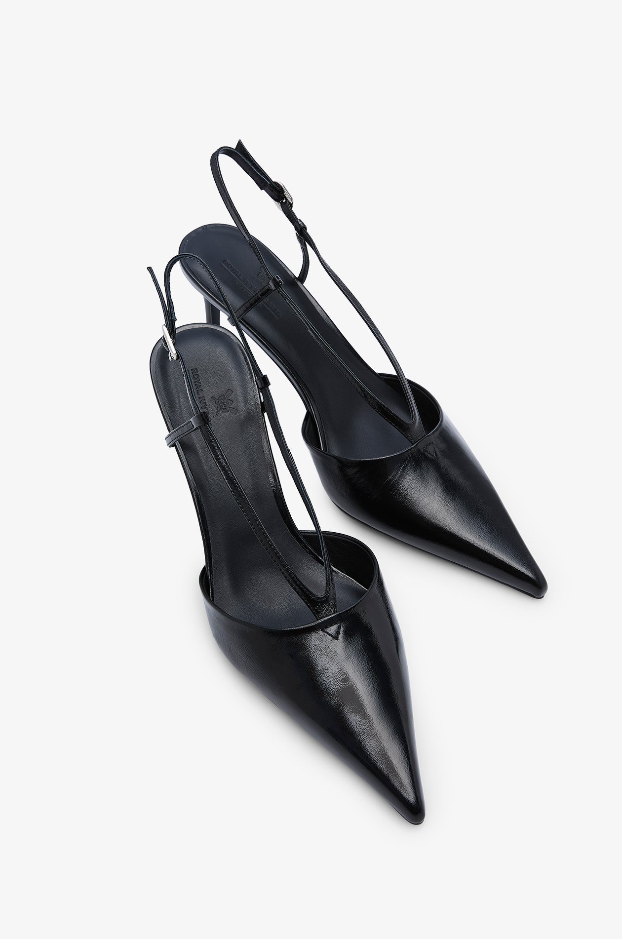 Pointed Toe Slingback Heels Black