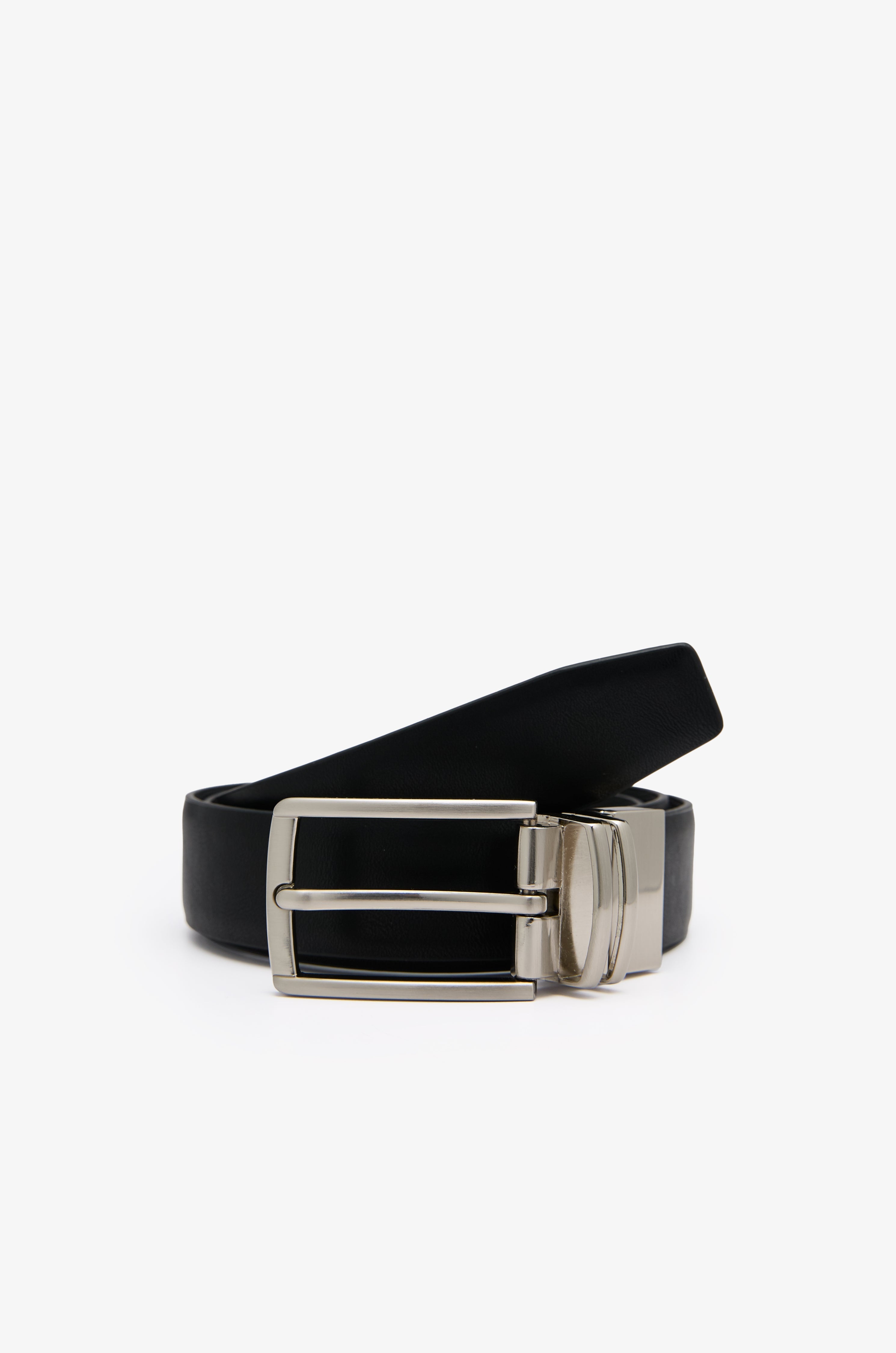 Reversible Nappa & Saffiano Leather Belt Black
