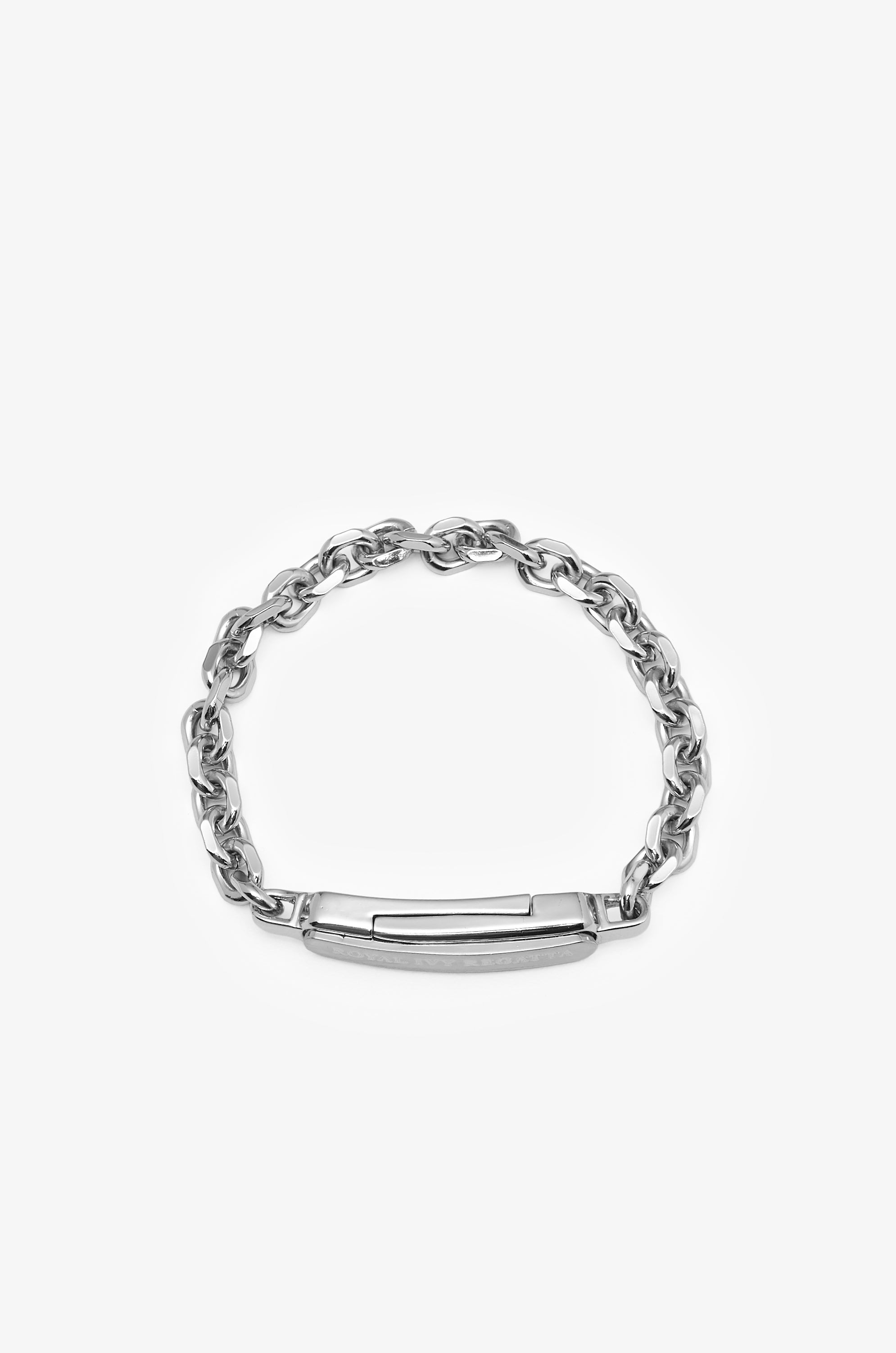 Box Chain Bracelet With Signature Clasp Silver