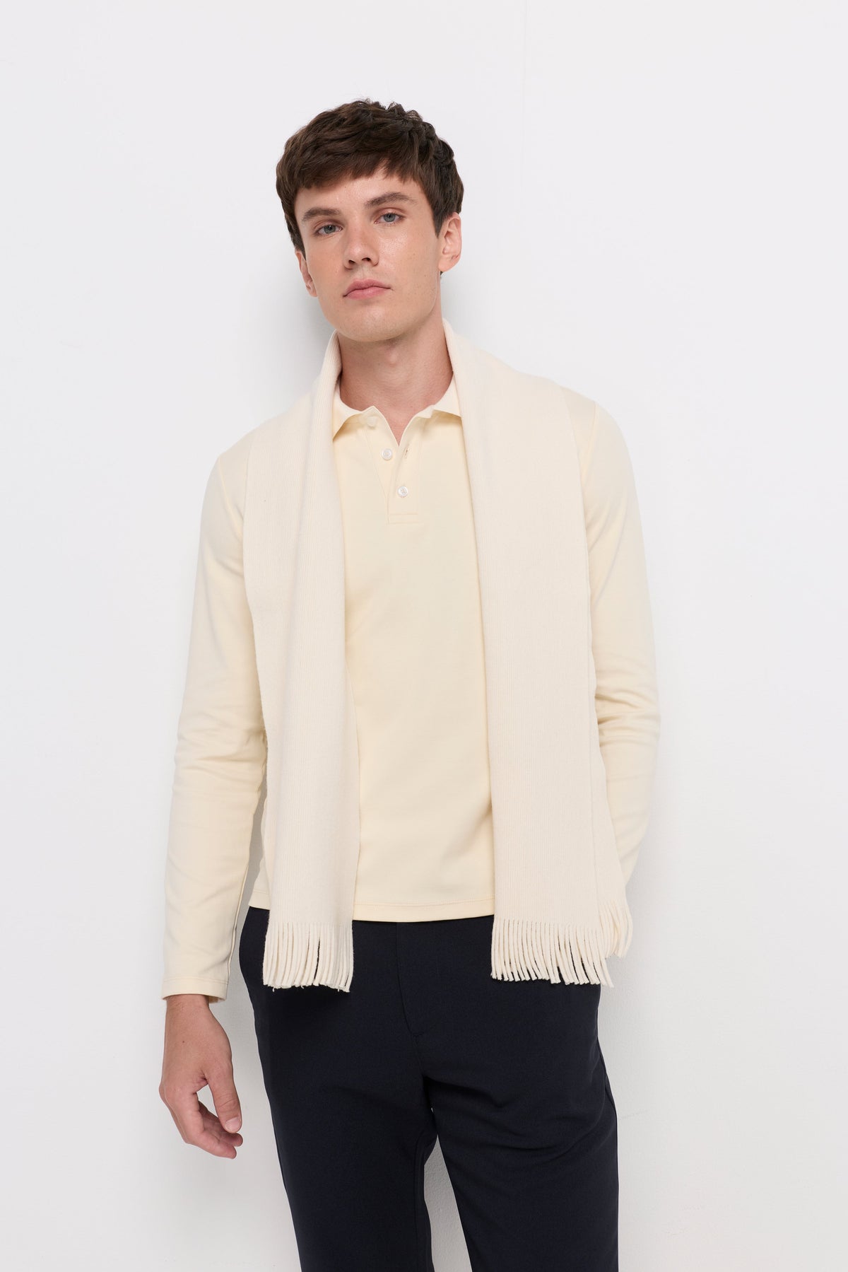 Ribbed Knit Scarf Off-White