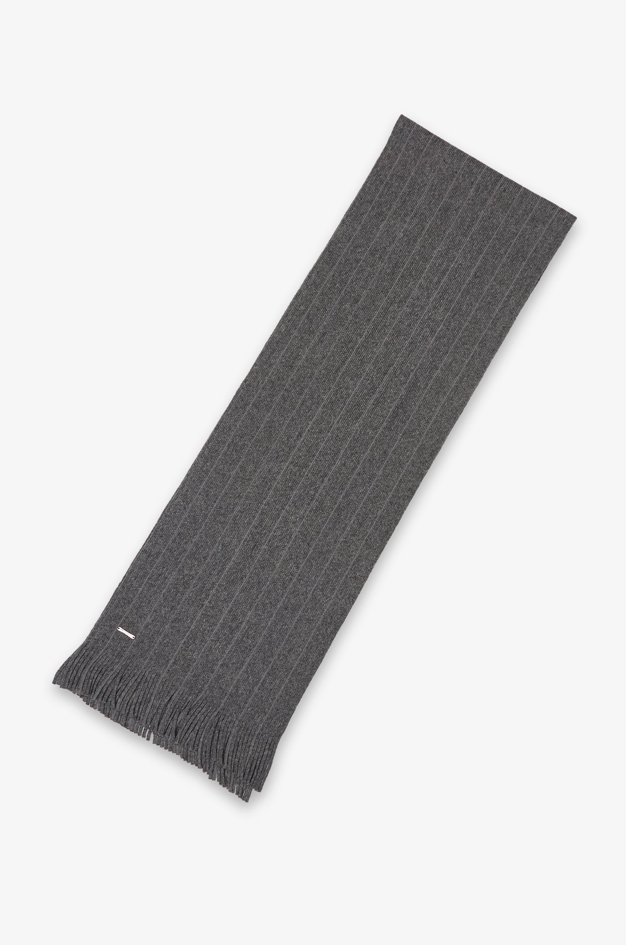 Ribbed Knit Scarf Striped Grey