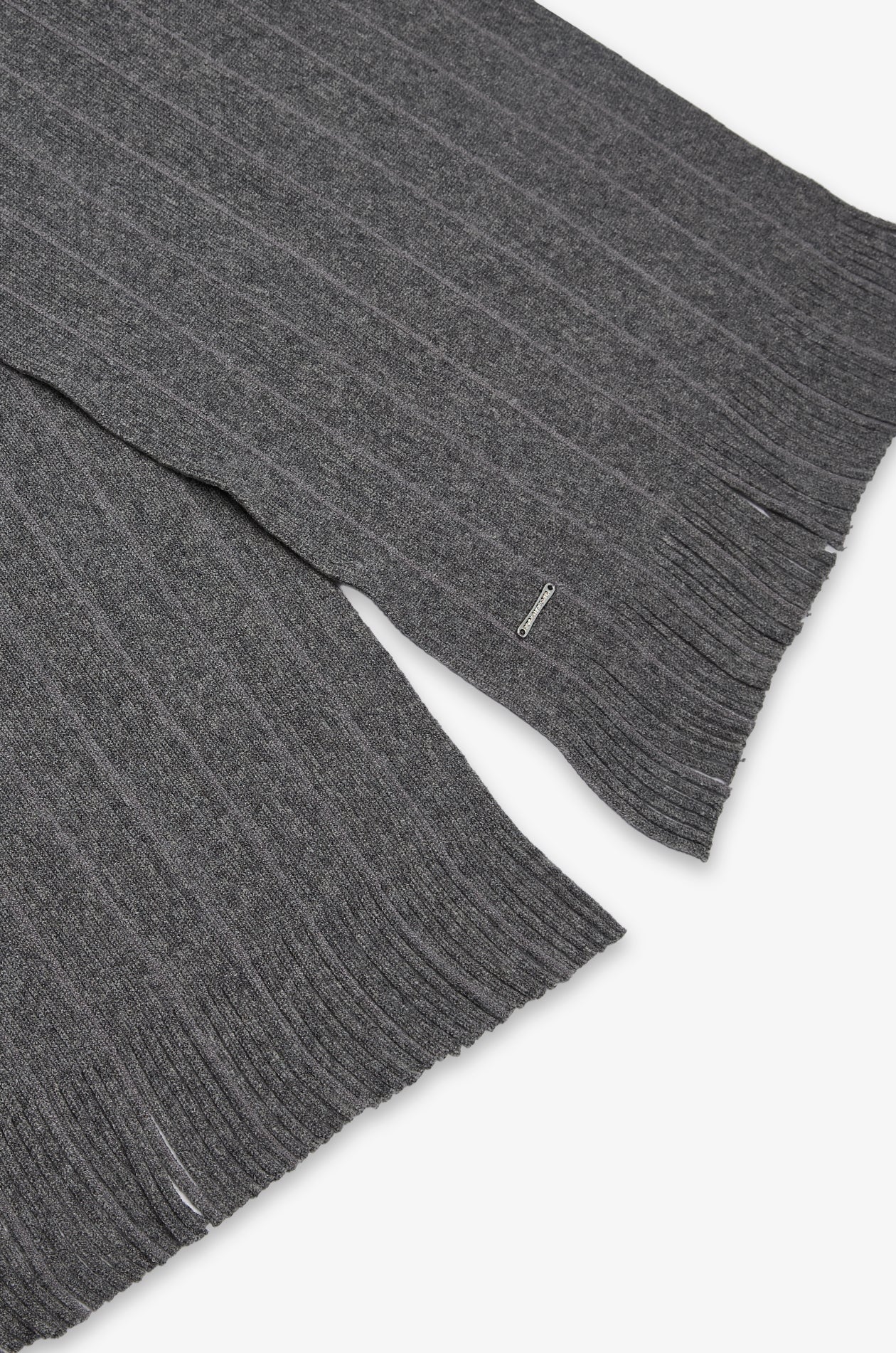 Ribbed Knit Scarf Striped Grey
