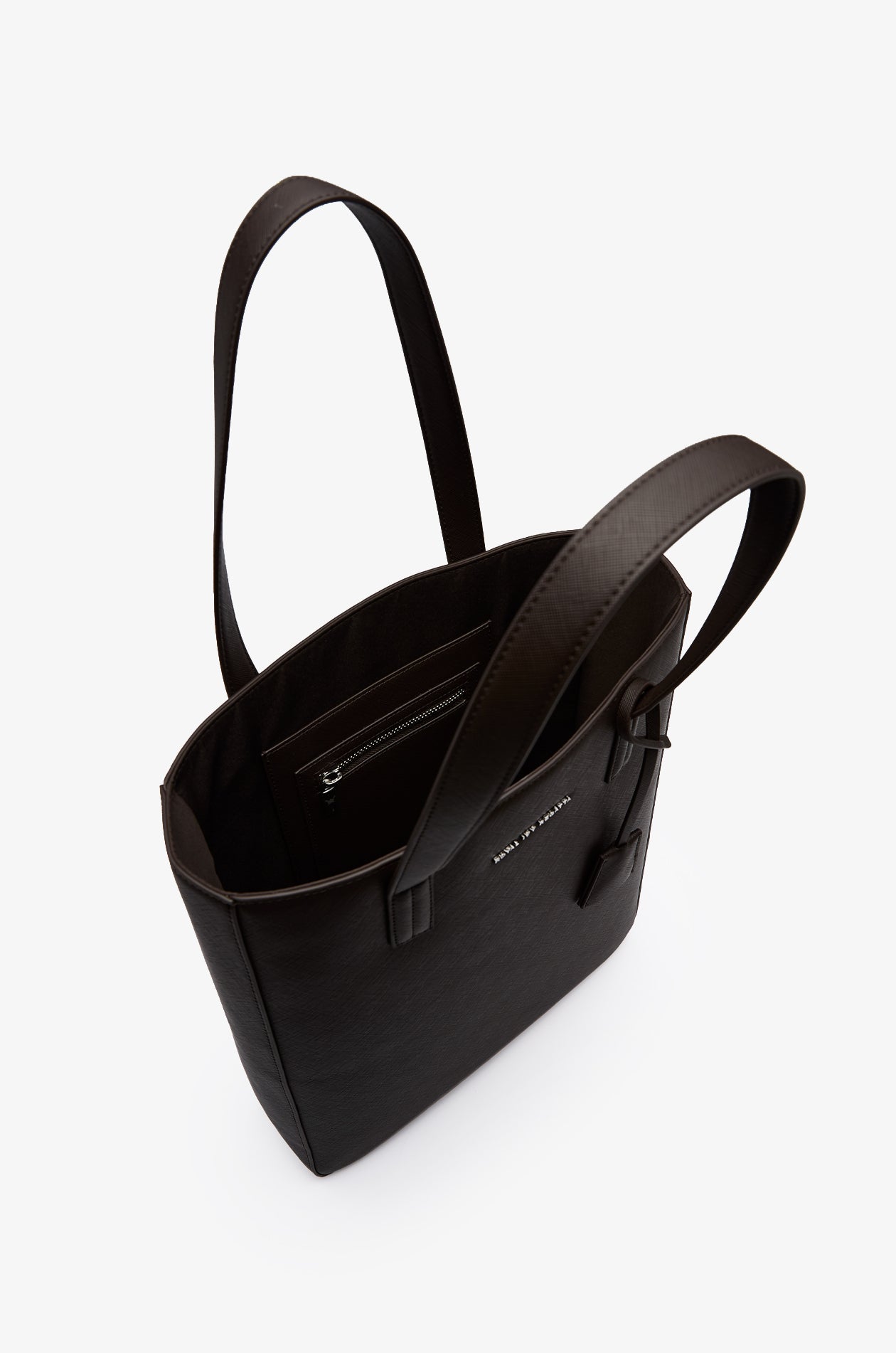Structured Leather Tote Bag Brown