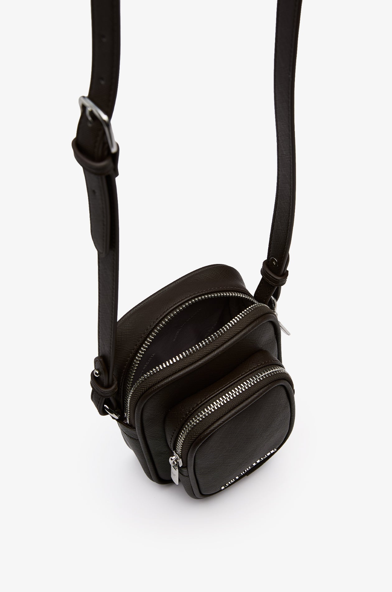 Leather Utility Crossbody Bag Dark Brown