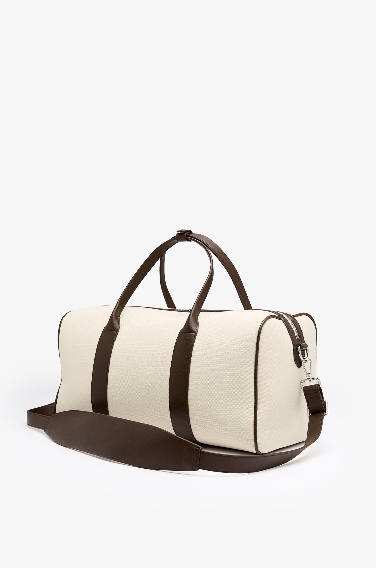 Leather Trim Gym Bag Beige