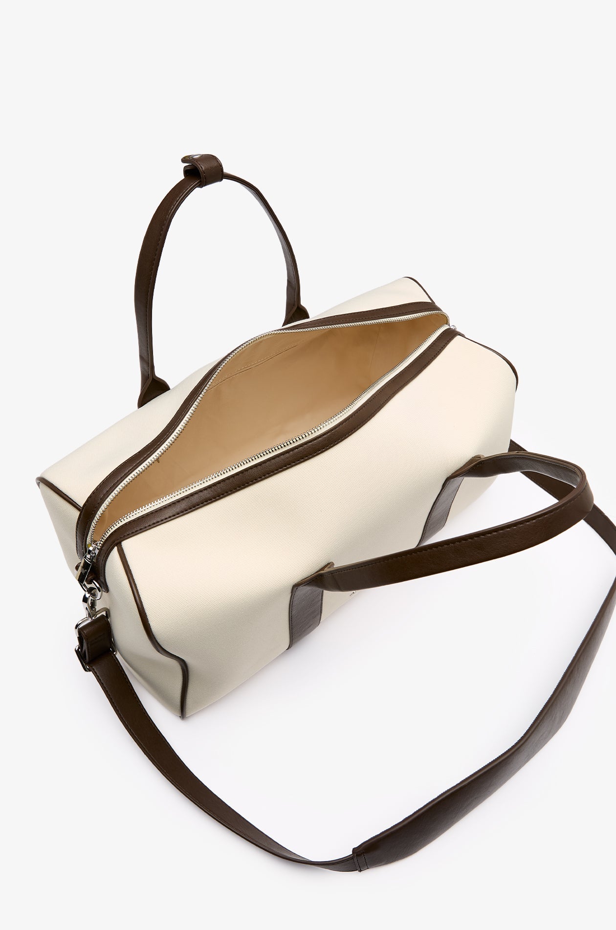 Leather Trim Gym Bag Beige