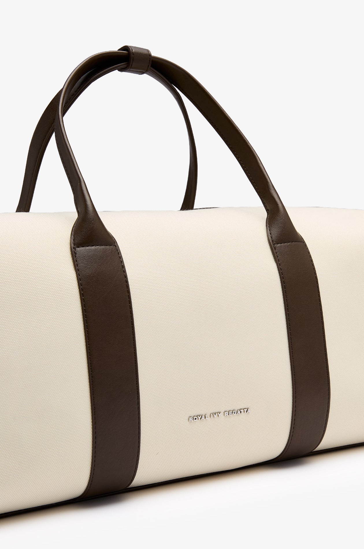 Leather Trim Gym Bag Beige