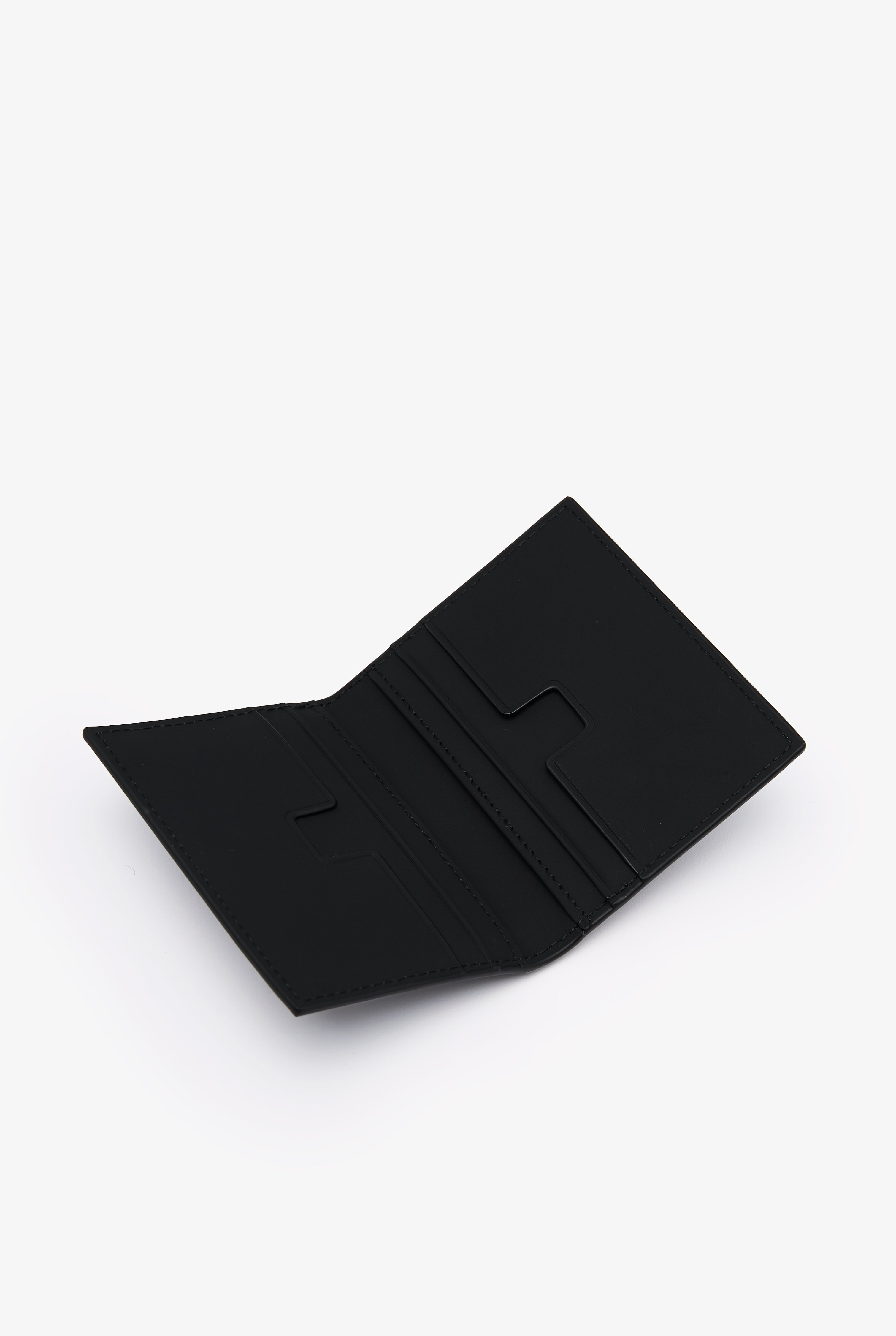 Logo-Embossed Nubuck Leather Cardholder Wallet Black