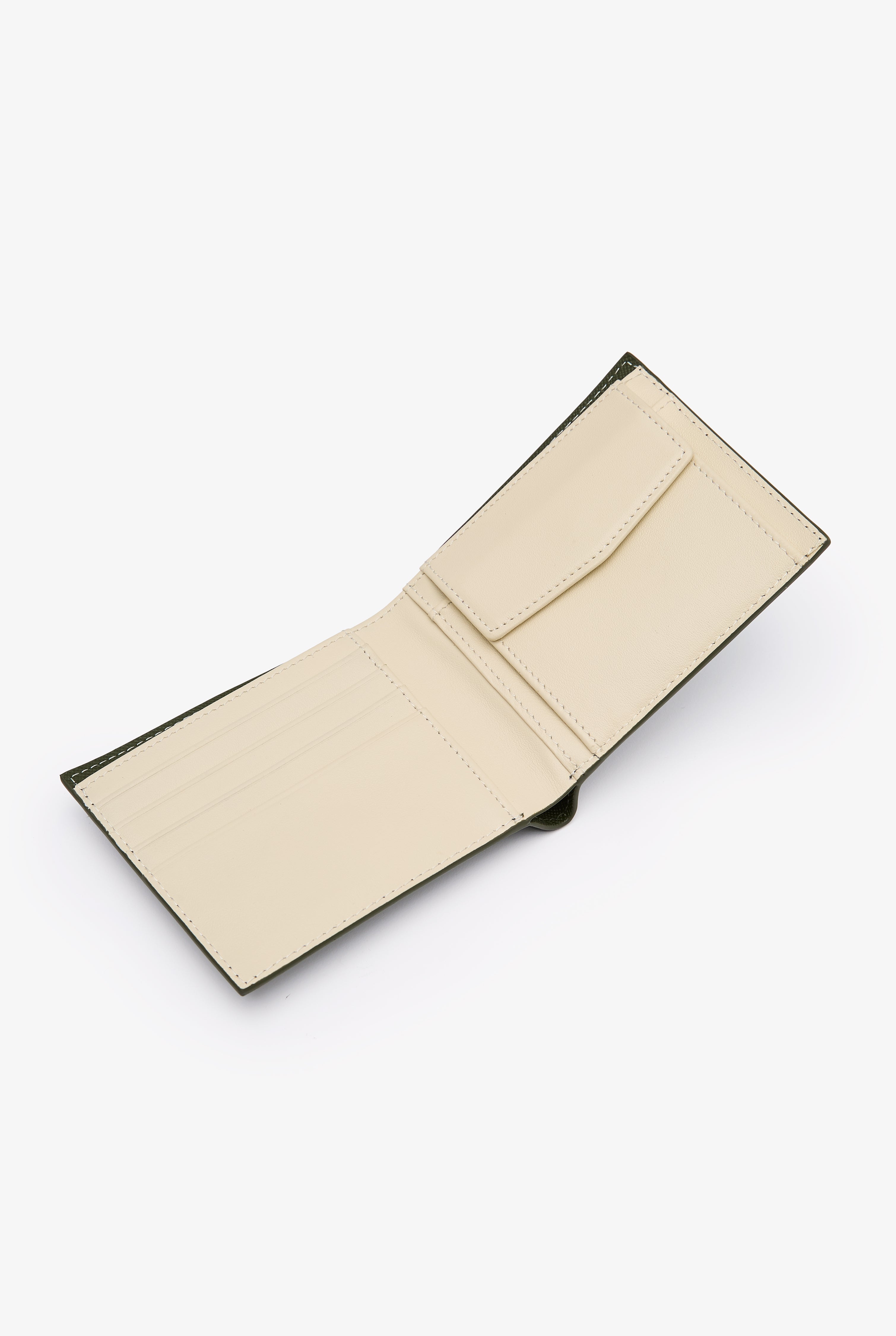 Saffiano Leather Coin Billfold Wallet Dark Green
