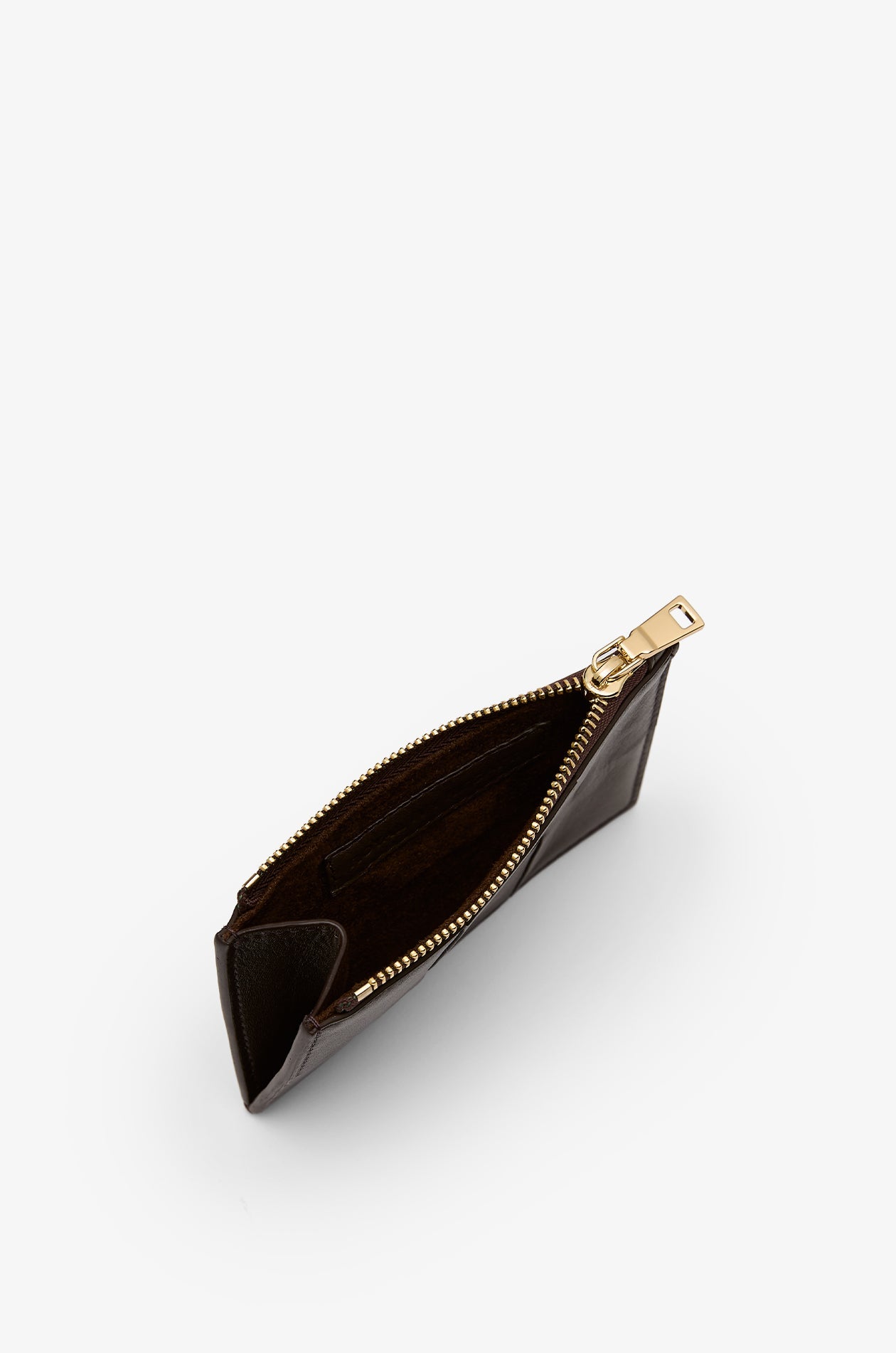 Woven Leather Card Holder Dark Brown