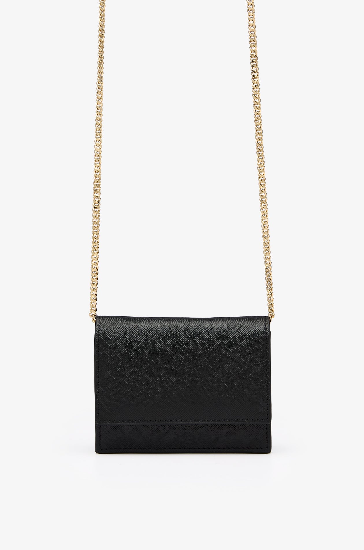 Leather Chain Crossbody Bag Black