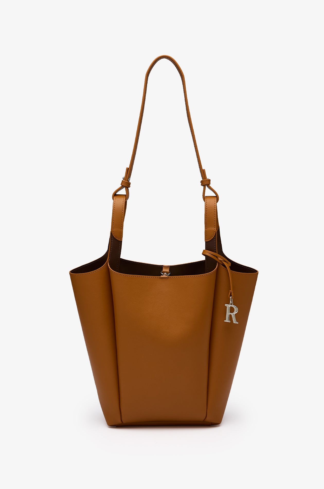 Leather Bucket Tote Brown