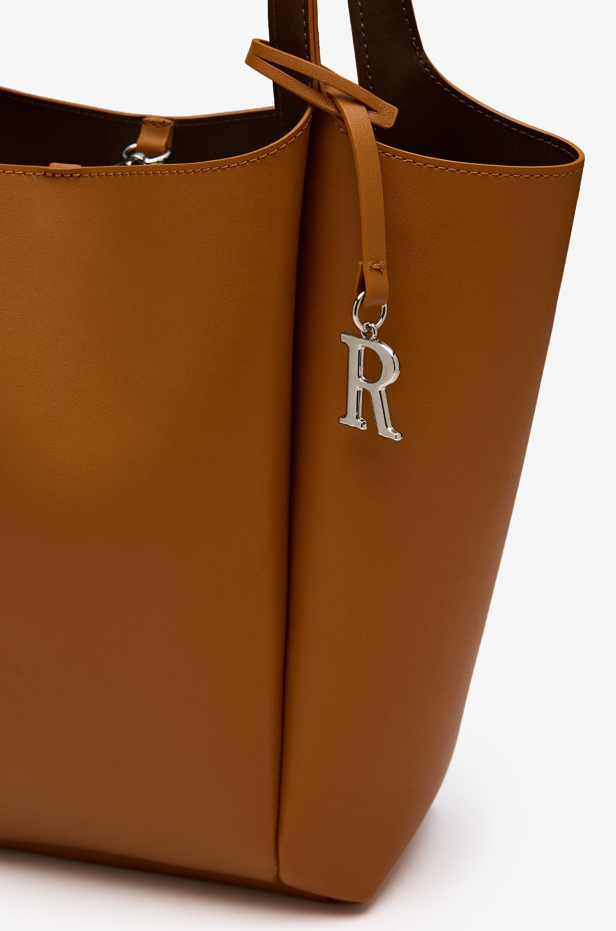 Leather Bucket Tote Brown