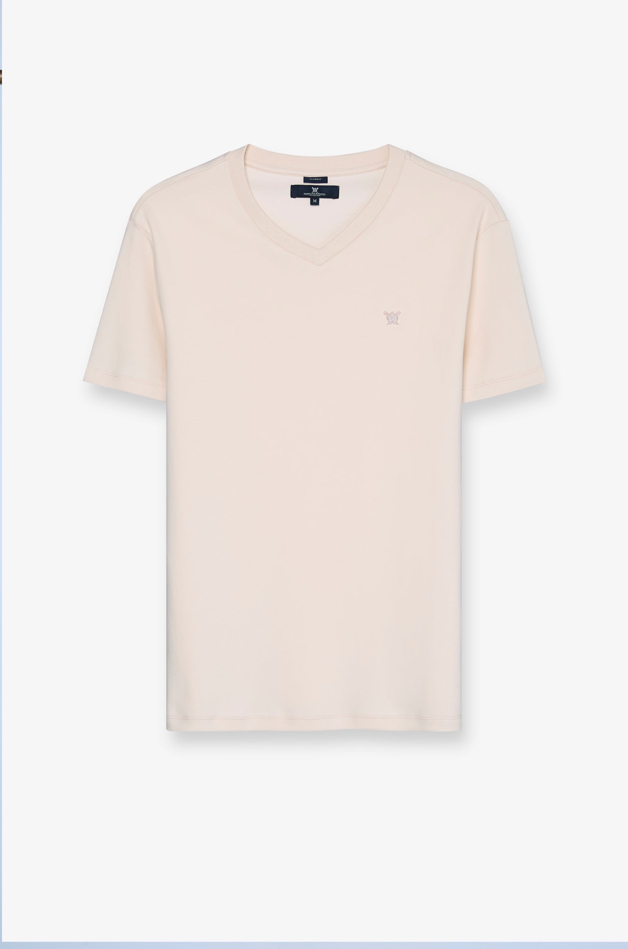 V Neck T-Shirt Cotton Jersey Beige