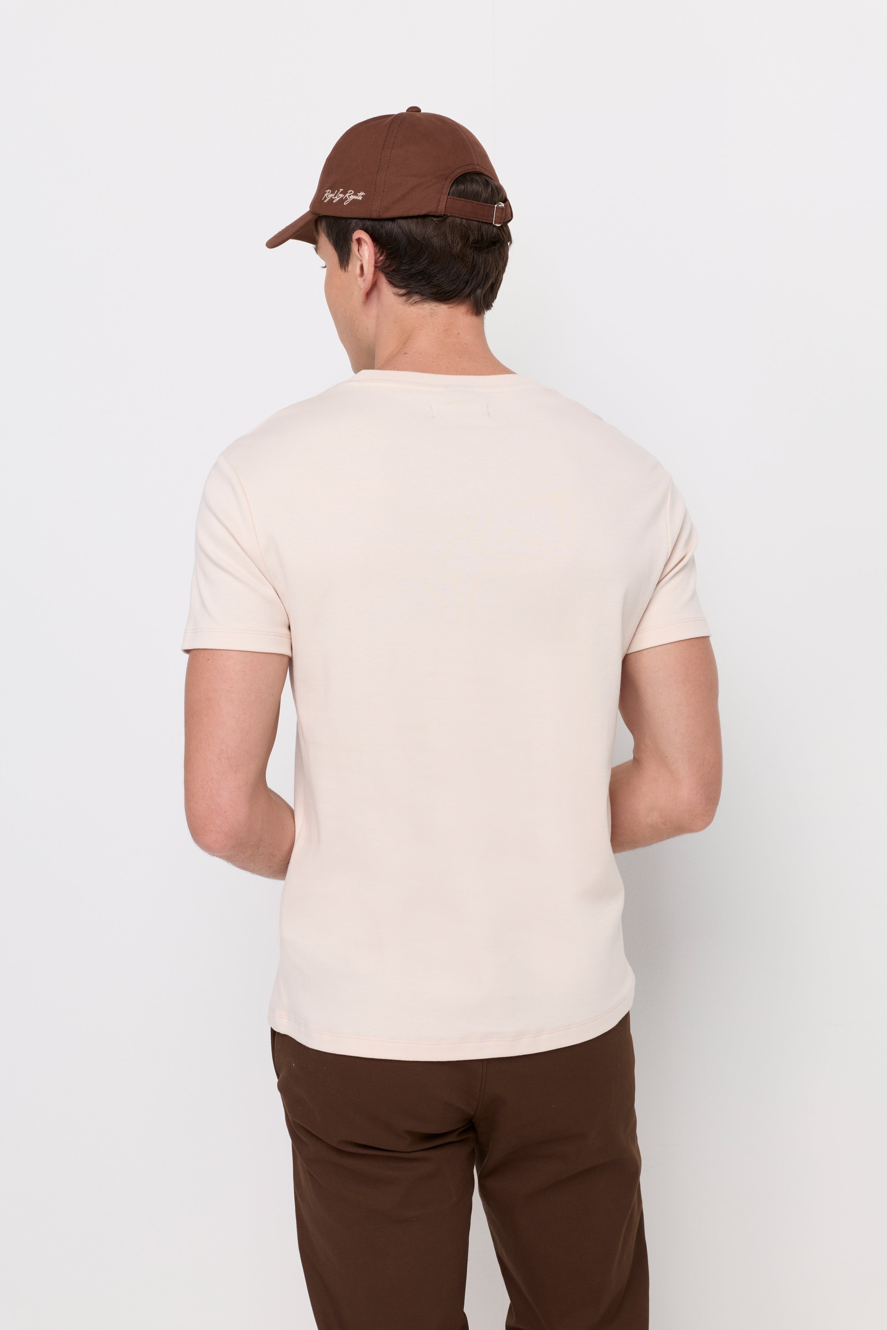 V Neck T-Shirt Cotton Jersey Beige