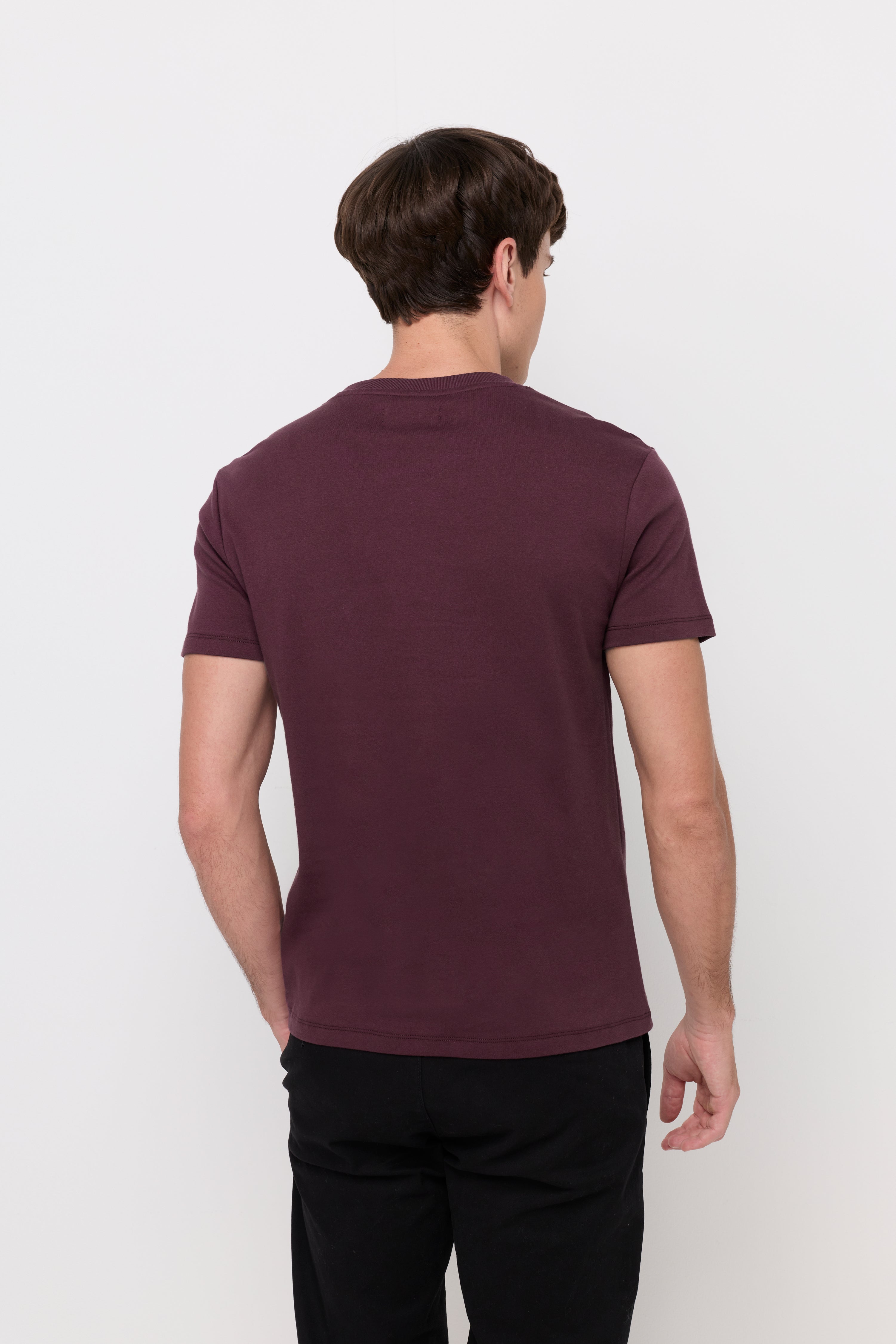 V Neck T-Shirt Cotton Jersey Brown